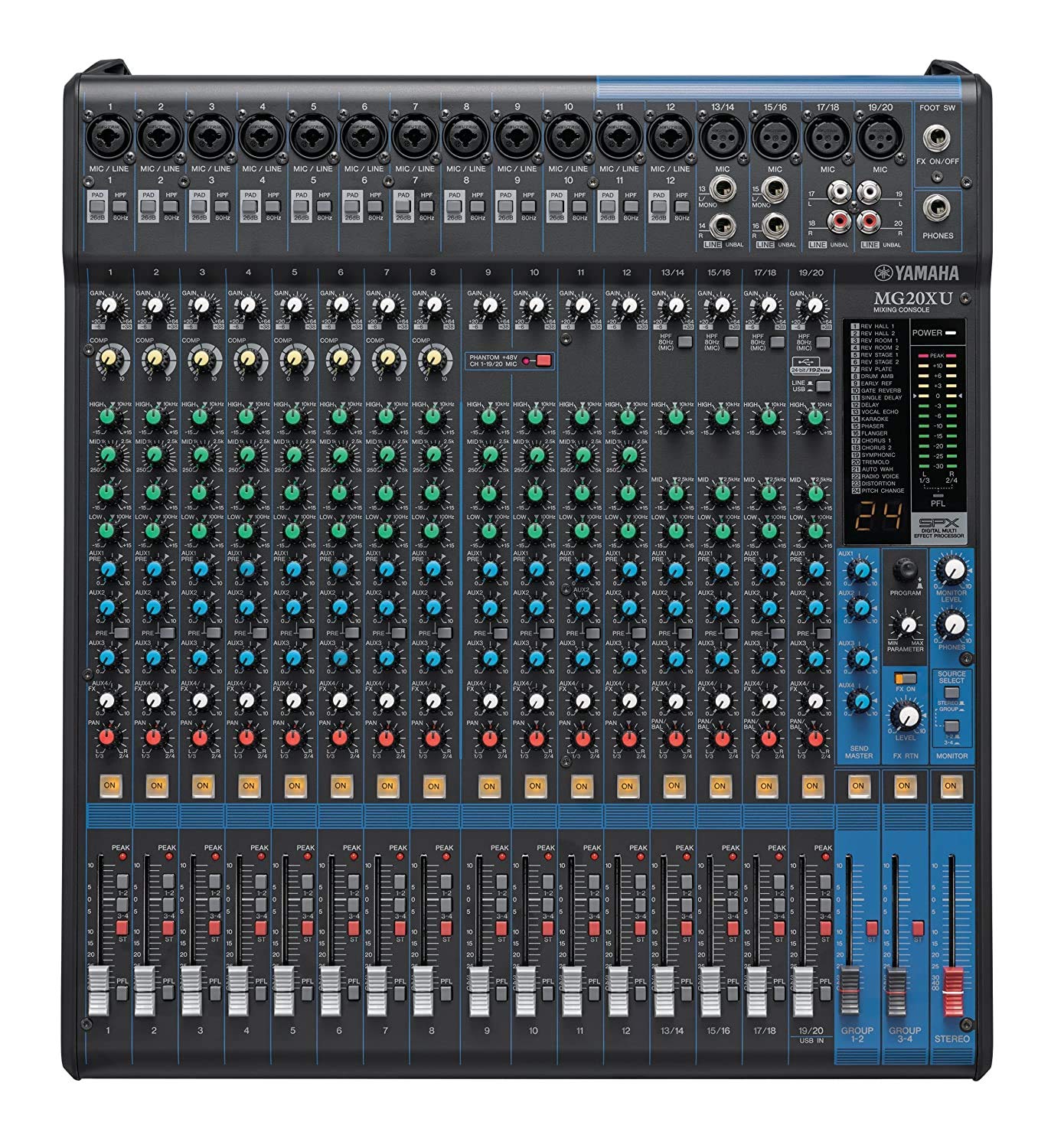 Yamaha Mg20Xu Analog Mixer With Built-In Digital Effects And Usb (12 Xlr + 4 Stereo + Effects + Usb)