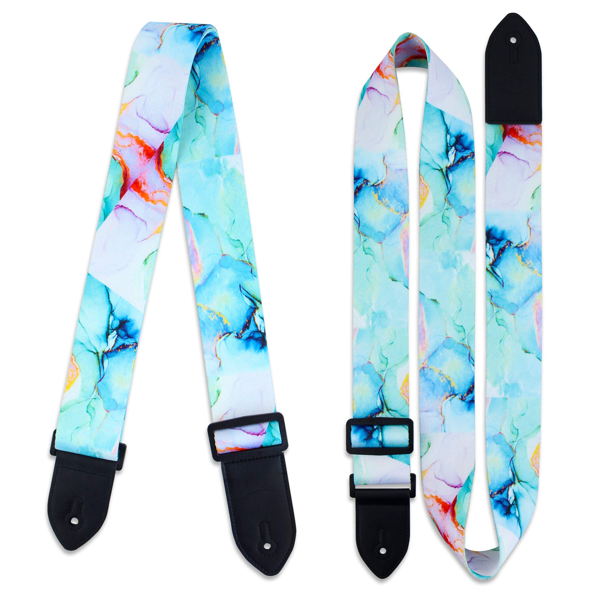 lizimandu Adjustable Guitar Strap Includes 2 Strap Locks & 4 Matching Picks.Leather ends Guitar Shoulder Strap Suitable for,Gift