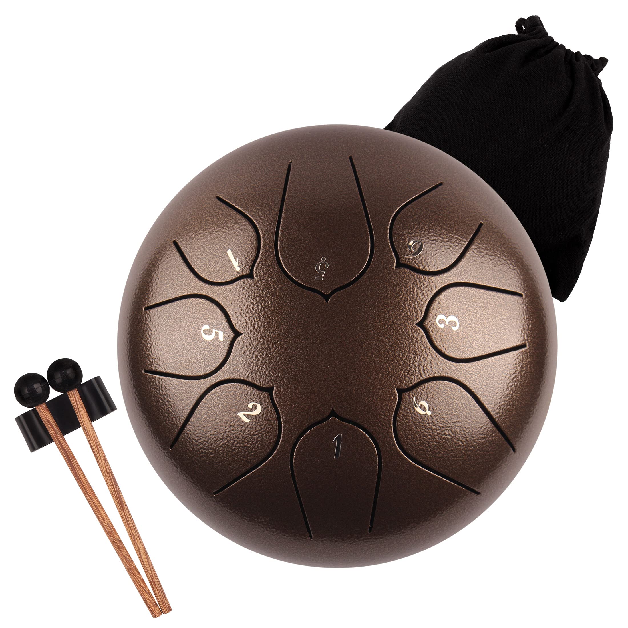 LOMUTY Steel Tongue Drum Rain Chime, 8 Notes 6 inch Rain Drum for Outside When It Rains, Chakra Tank Drum with Bag, Mallets, Fin