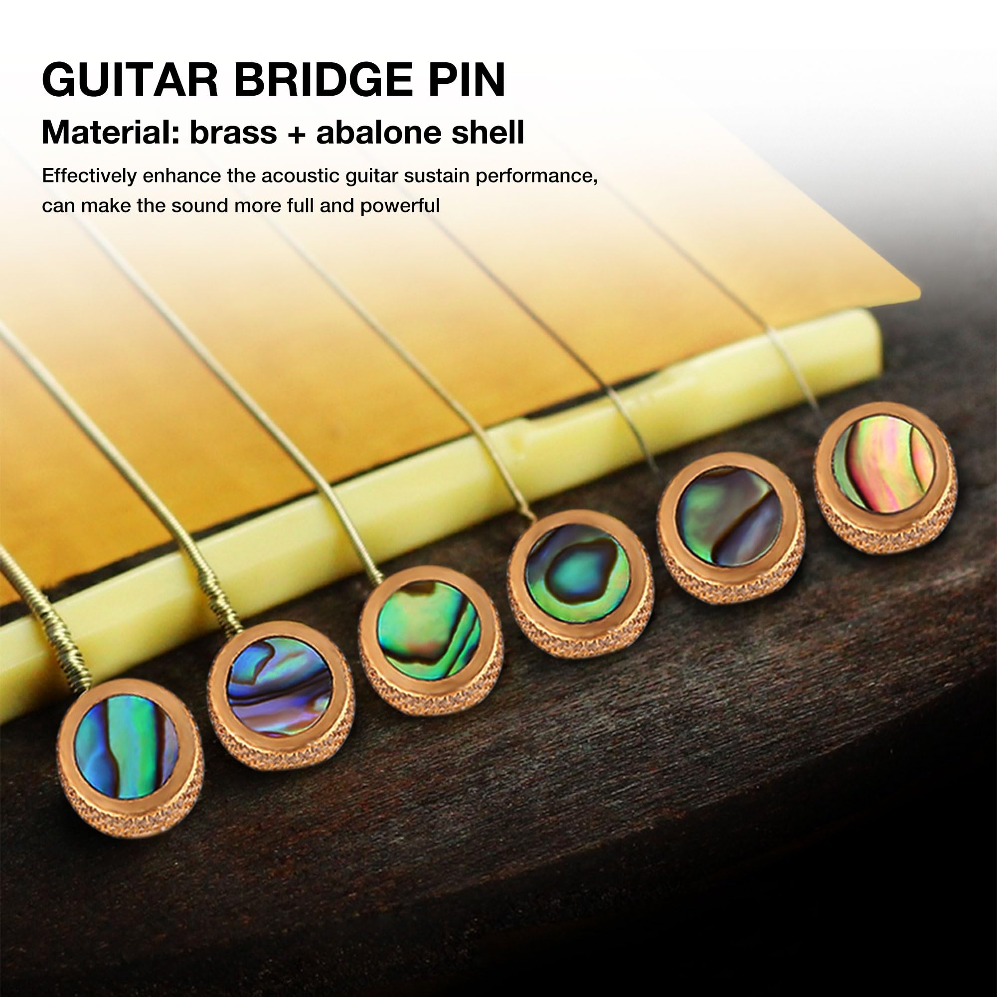 Tbest 6Pcs Guitar Bridge Pins,Brass Bridge Pins for Acoustic Guitar Bridge Pins- Endpin Inlaid Abalone Dot Acoustic Guitar Repla