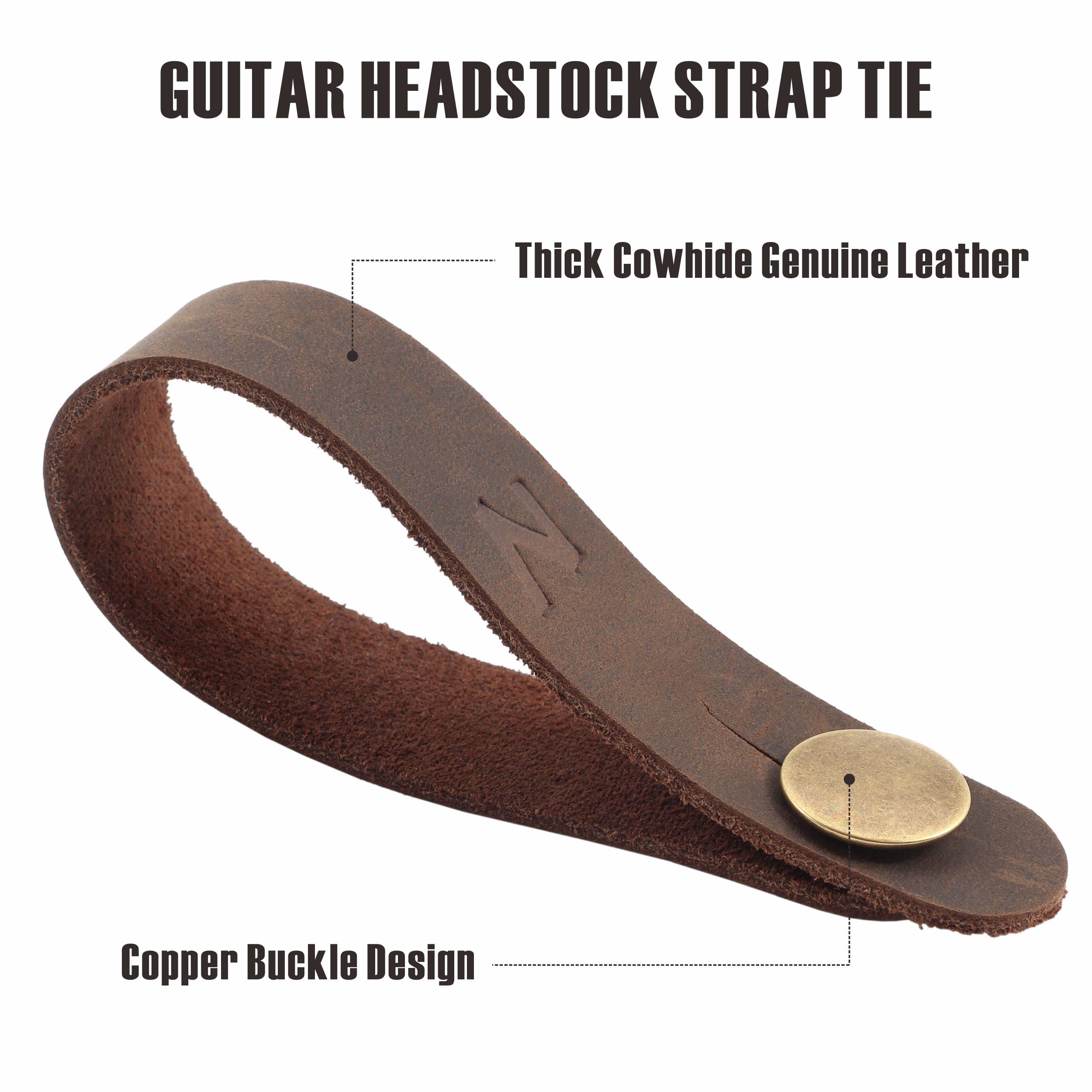 Nefelibata Guitar Strap Lock, Leather Guitar Strap Button, Headstock Adapter Tie,Guitar Neck Strap for Acoustic, Ukulele Strap &