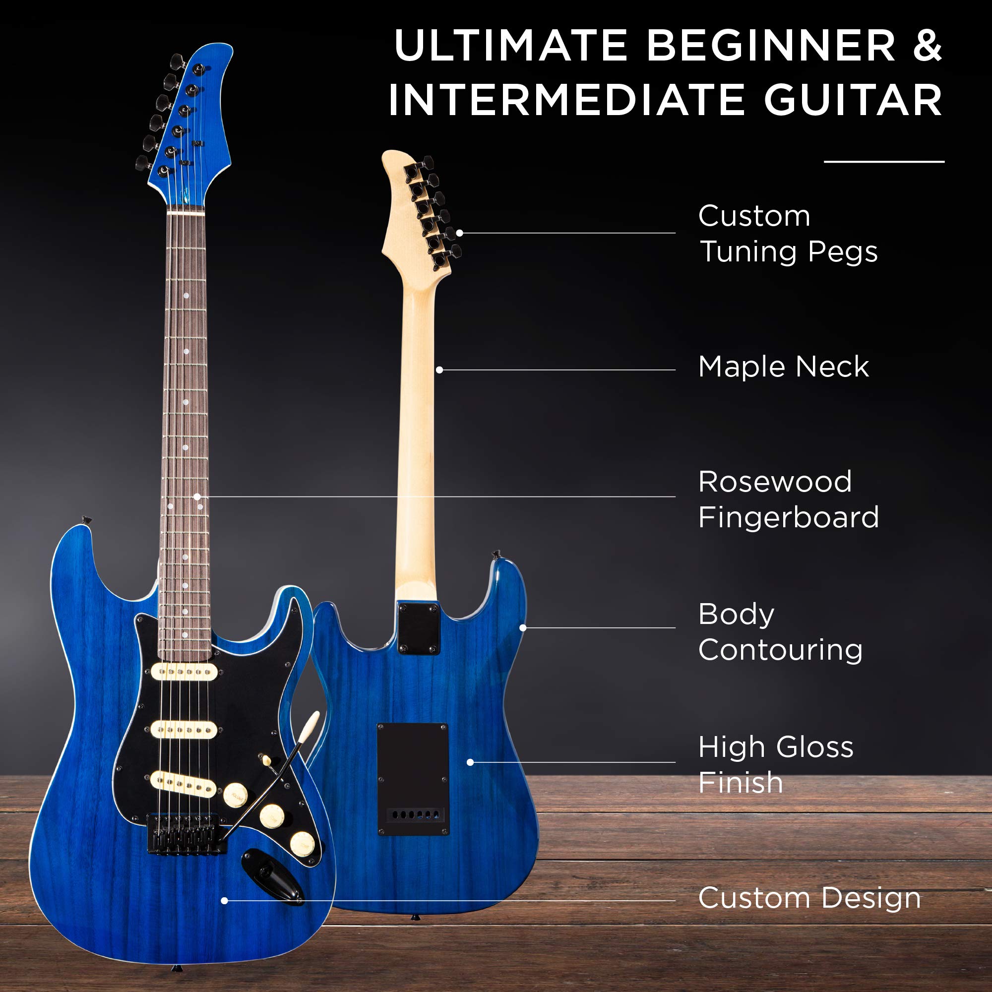 Best Choice Products 39in Full Size Beginner Electric Guitar Starter Kit w/Case, Strap, 10W Amp, Strings, Pick, Tremolo Bar - Mi