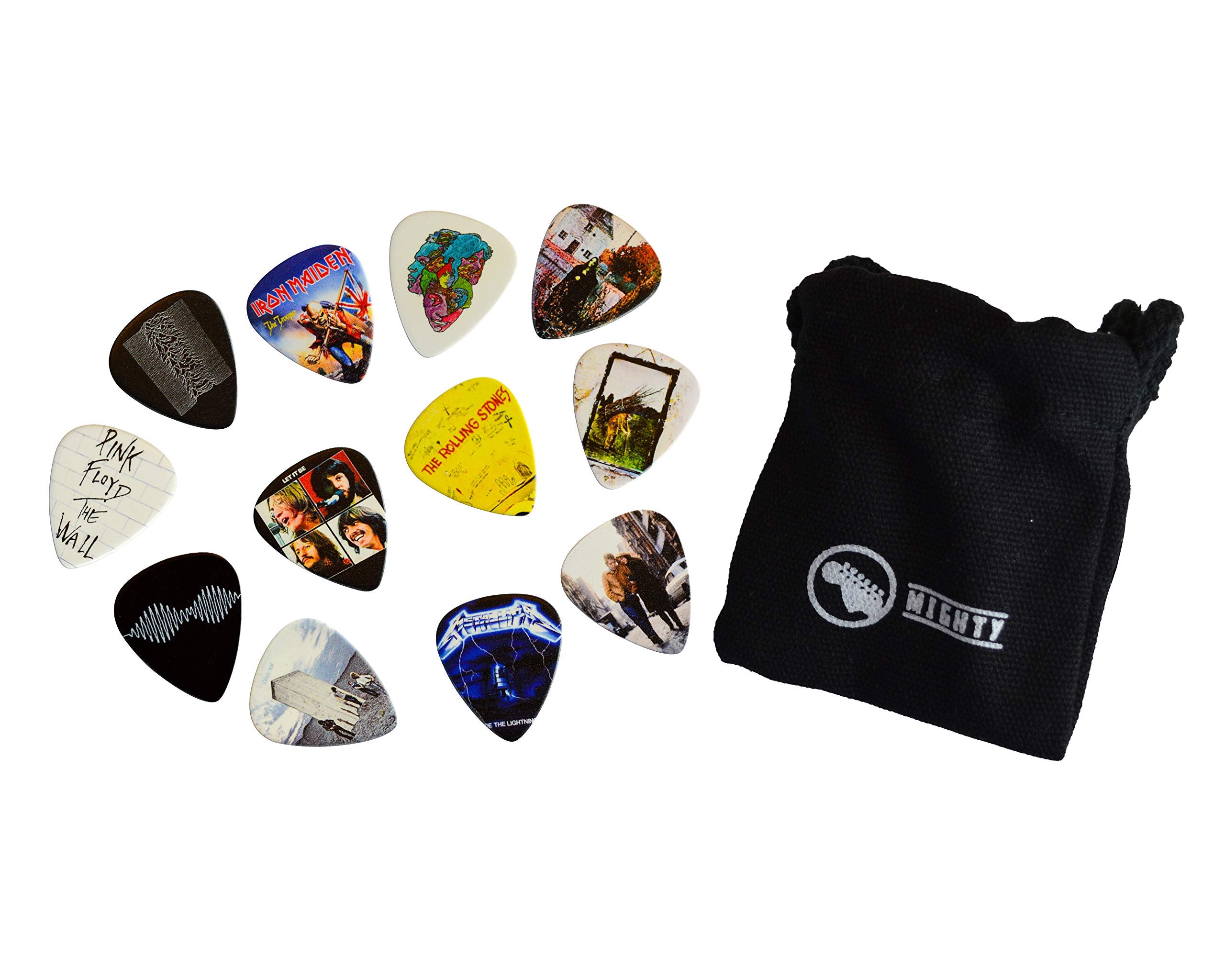 12 x Classic Albums Guitar Pick Set Guitar Plectrums For Every Guitarist Double Sided Printing Picks Sized 0.46, 0.71, 0.81, 0.8