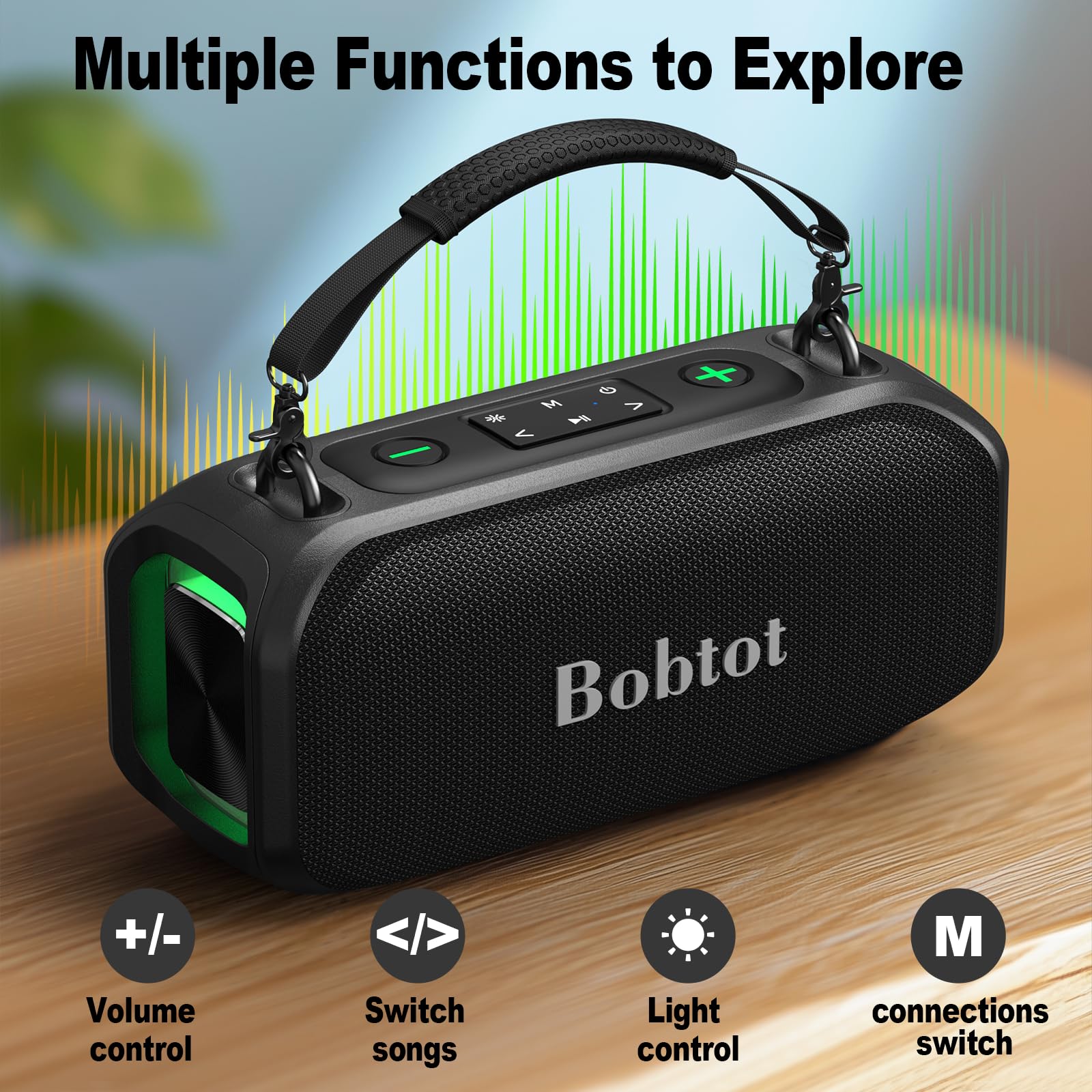 Small Portable Speaker for Adults and Kids with Wireless Microphone, 40W Peak Bluetooth Speaker, Punchy Bass, Four Magic Sound V