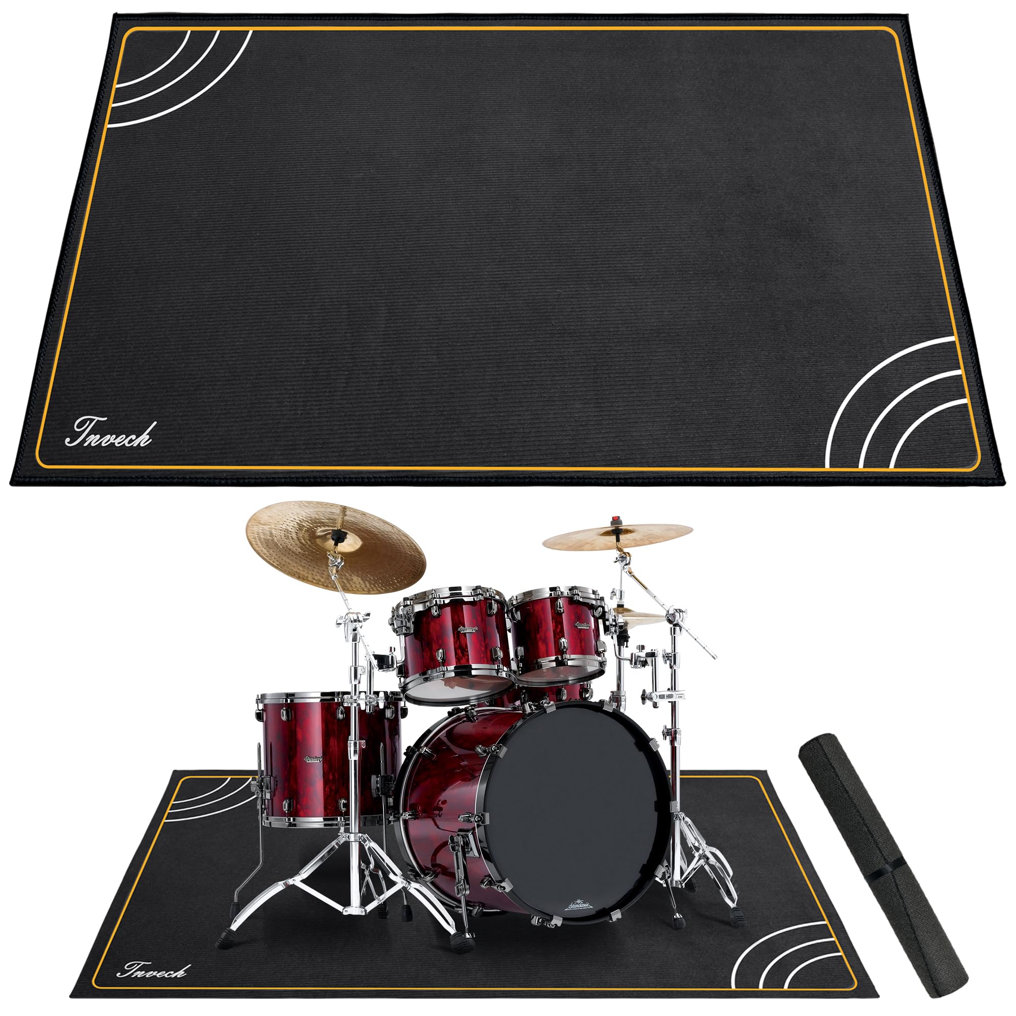 Invech 5 x 6.6 Ft Drum Rug, Drum Mat with Non-Slip Grip Bottom, Soundproof Drum Floor Mat for Electrical Drum, Drum Accessories 