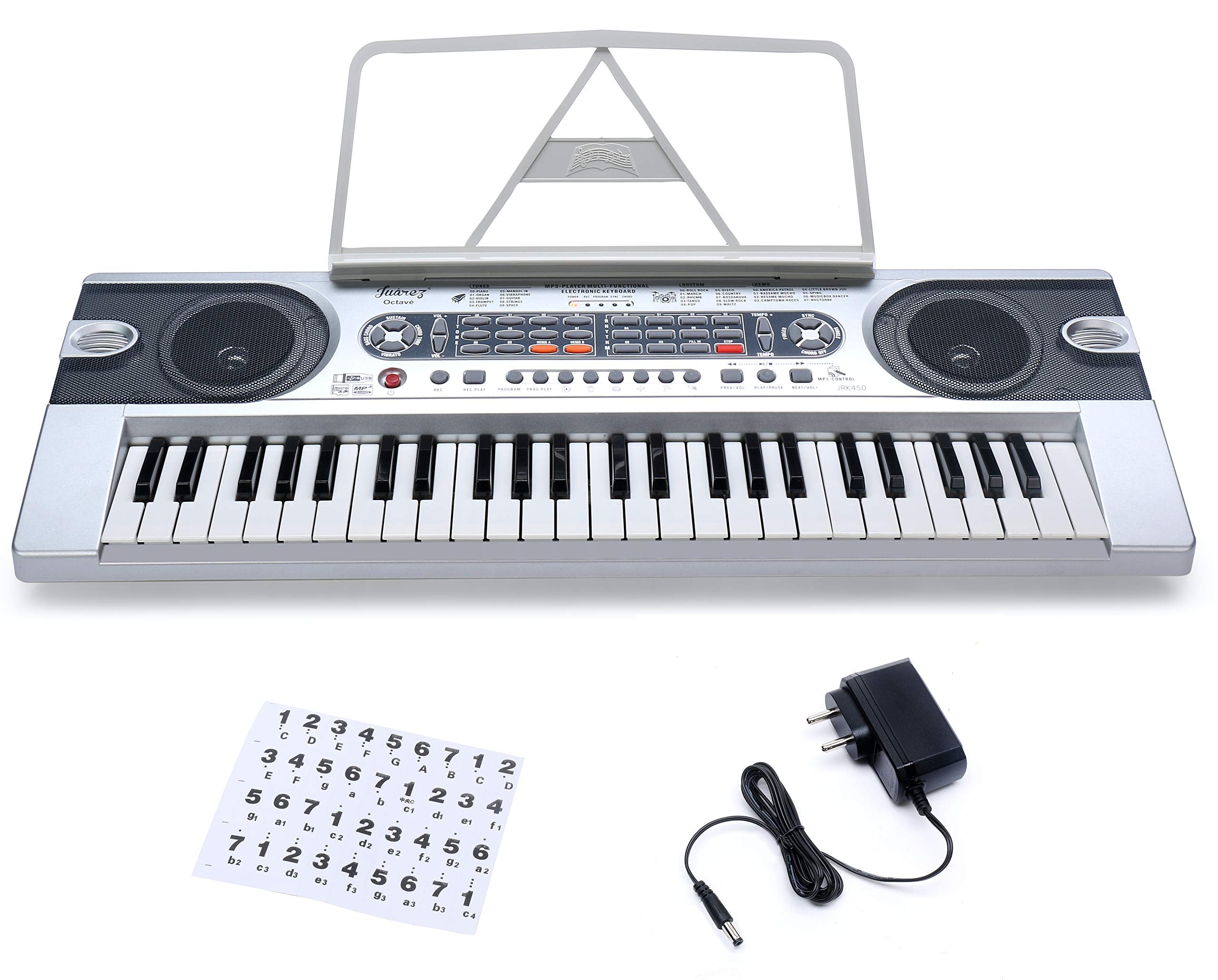 Juarez Octav Jrk450 49-Key Portable Electronic Keyboard Piano With Mp3 Function | Sd Card Slot | 10 Rhythms | 10 Timbres | 8 Dem