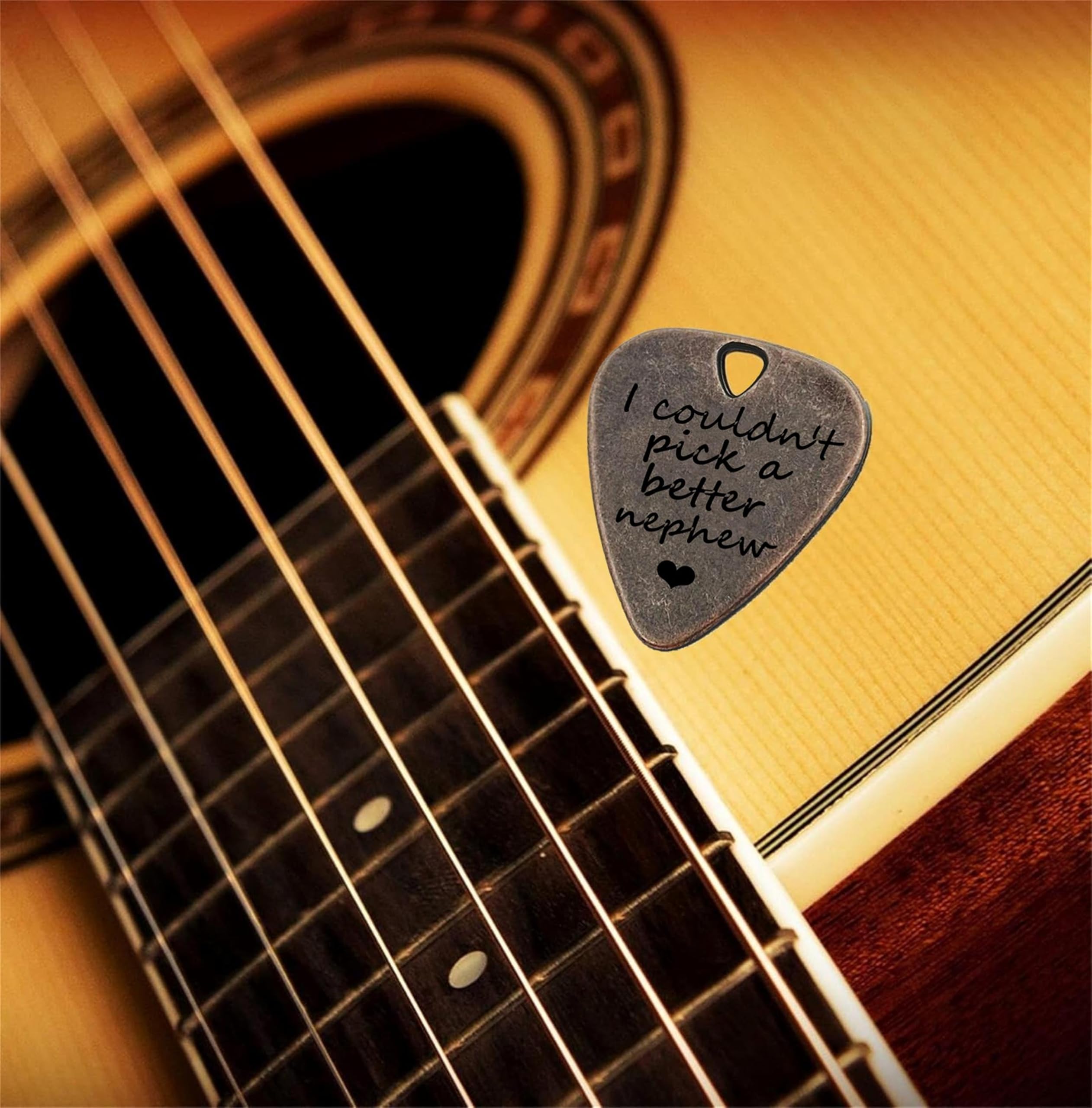 JUPPE Birthday Gifts For Nephew, Bronze Metal I Couldn't Pick A Better Nephew Guitar Pick and Bass Pick With Leather Case Music