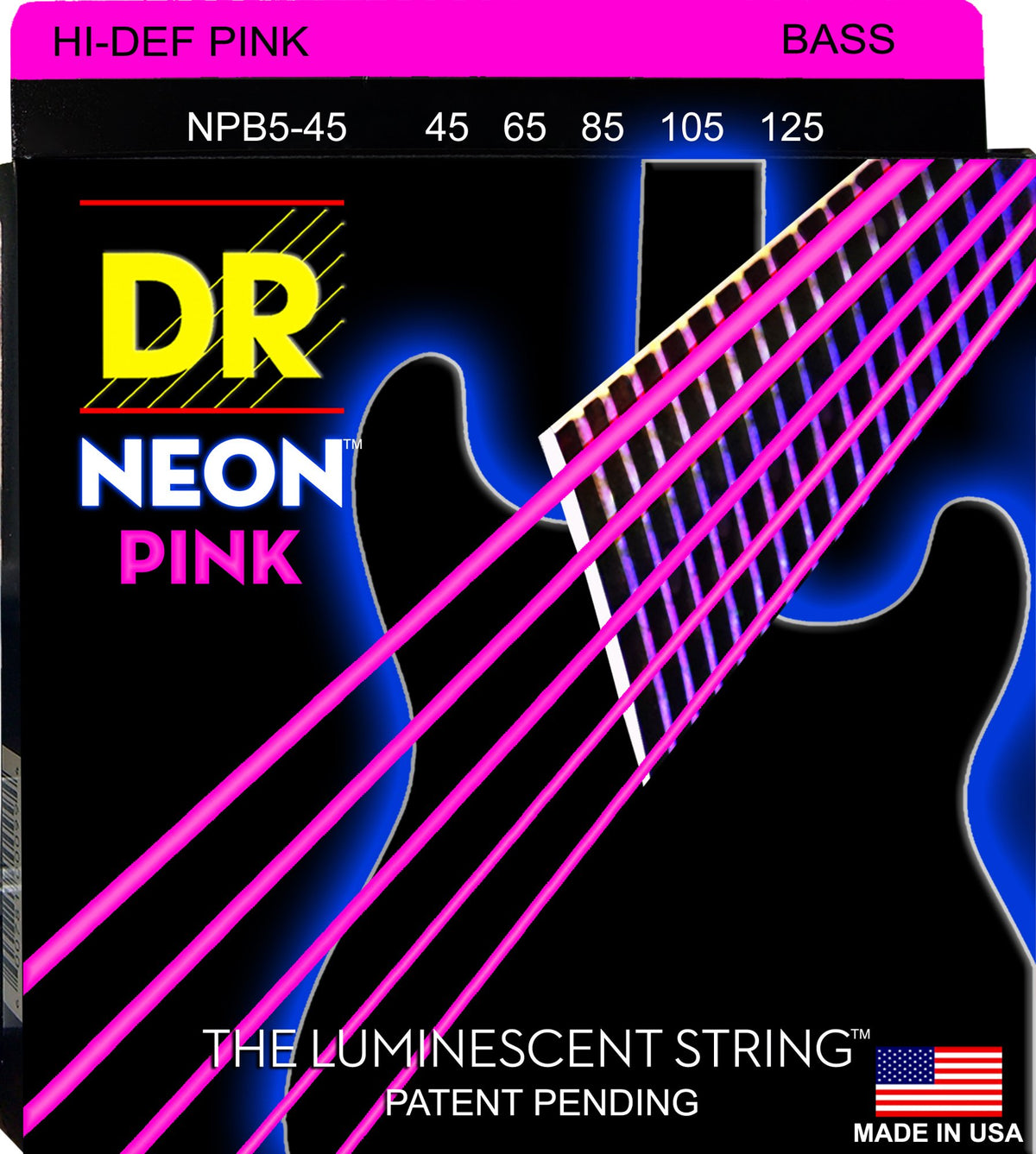 Dr Strings Hi-Def Neon Bass Guitar Strings (Npb5-45)