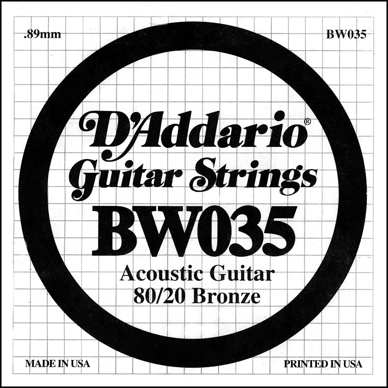 DAddario BW035 Bronze Wound Acoustic Guitar Single String, .035
