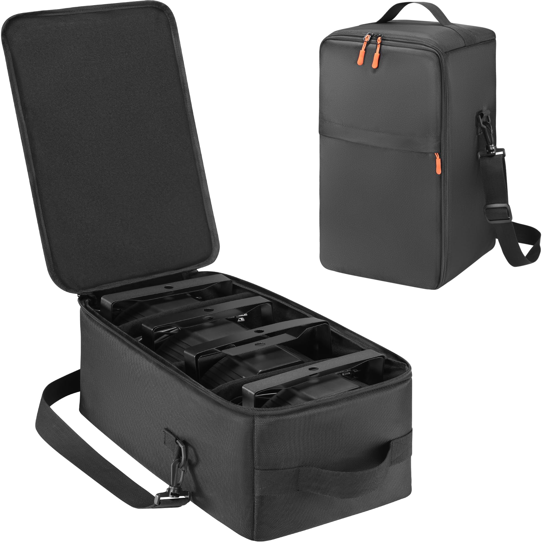 Aleemin Par Light Bag Soft Padded For 4 Par Lights, Stage Lighting Case With Removable Dividers & Shoudler-Strap & Handle, Light