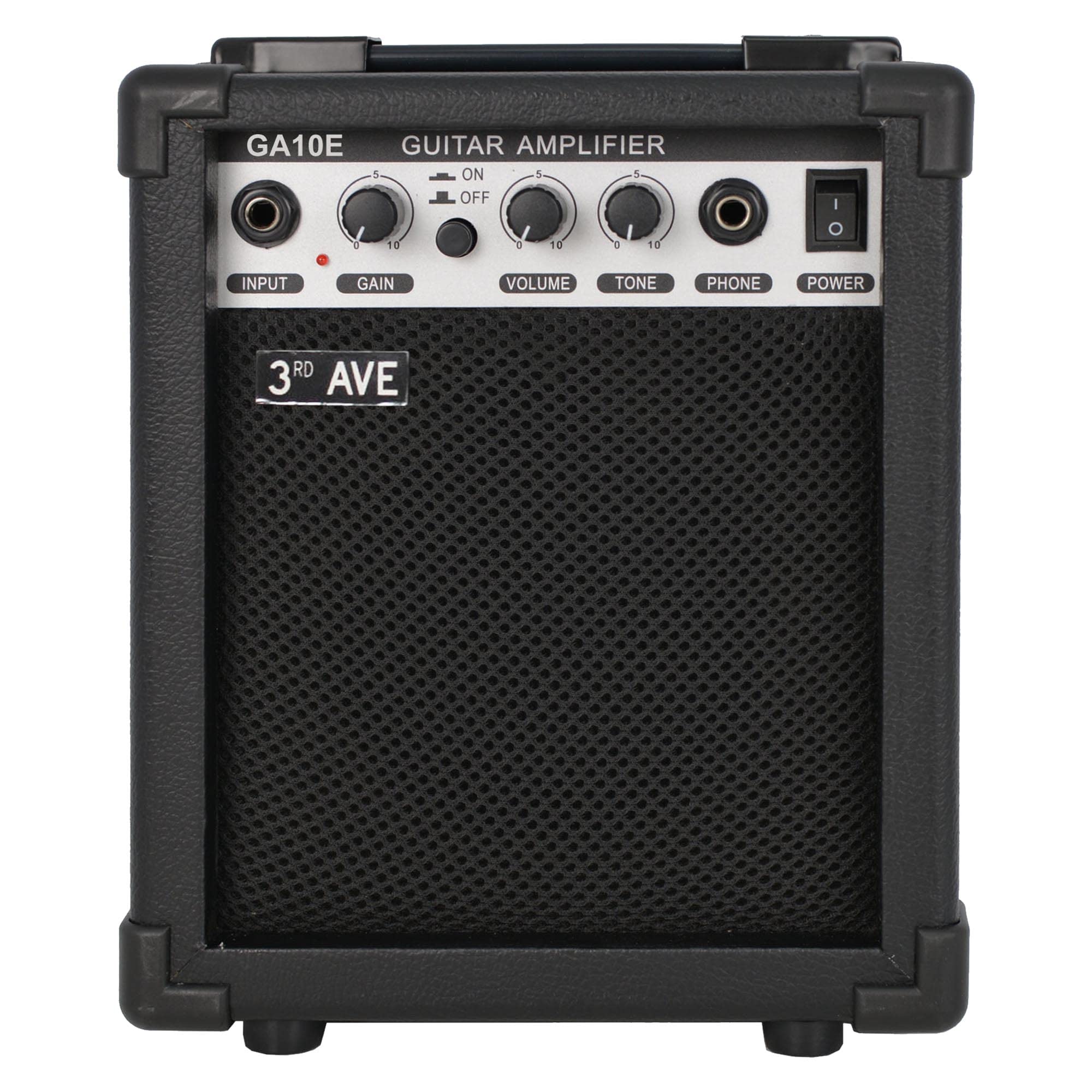 3Rd Avenue 10W Guitar Amplifier With Headphone Output, Overdrive Switch, Tone Control - Portable Compact Practice Amp - Black