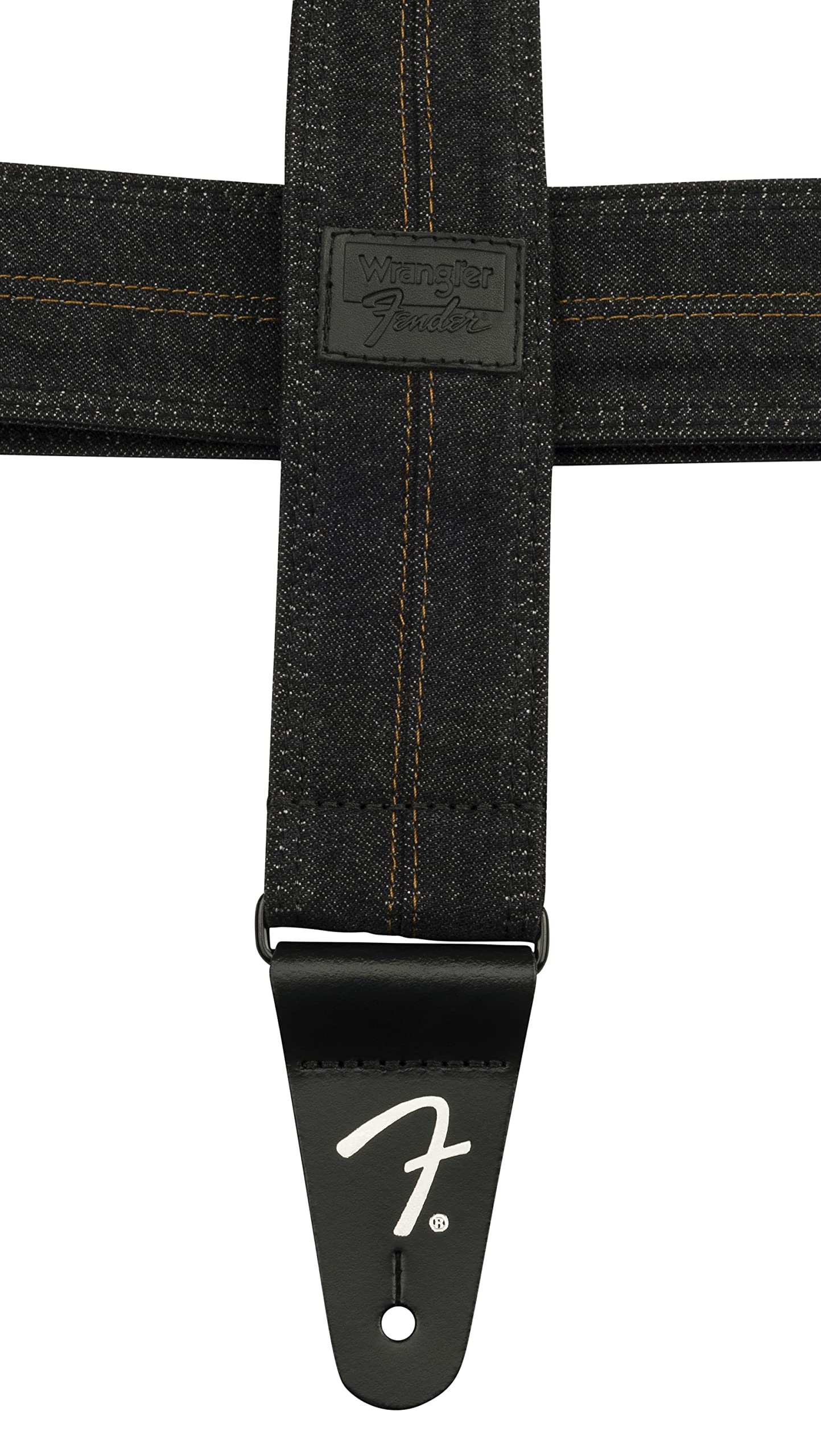 Fender x Wrangler Denim Guitar Strap, Guitar Accessories, Washed Black Stitch
