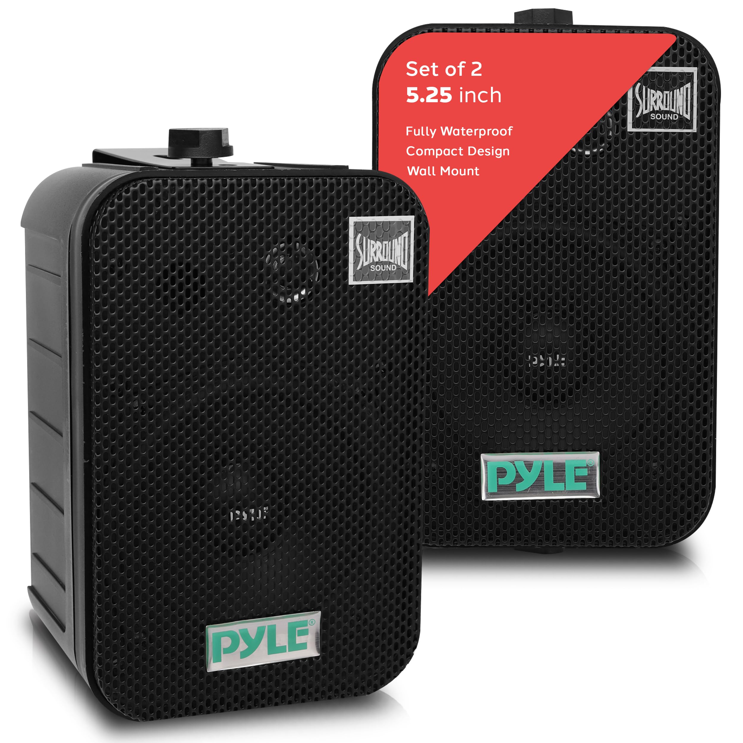Pyle Home Dual Waterproof Outdoor Speaker System - 5.25 Inch Pair of Weatherproof Wall/Ceiling Mounted Speakers w/Heavy Duty Gri
