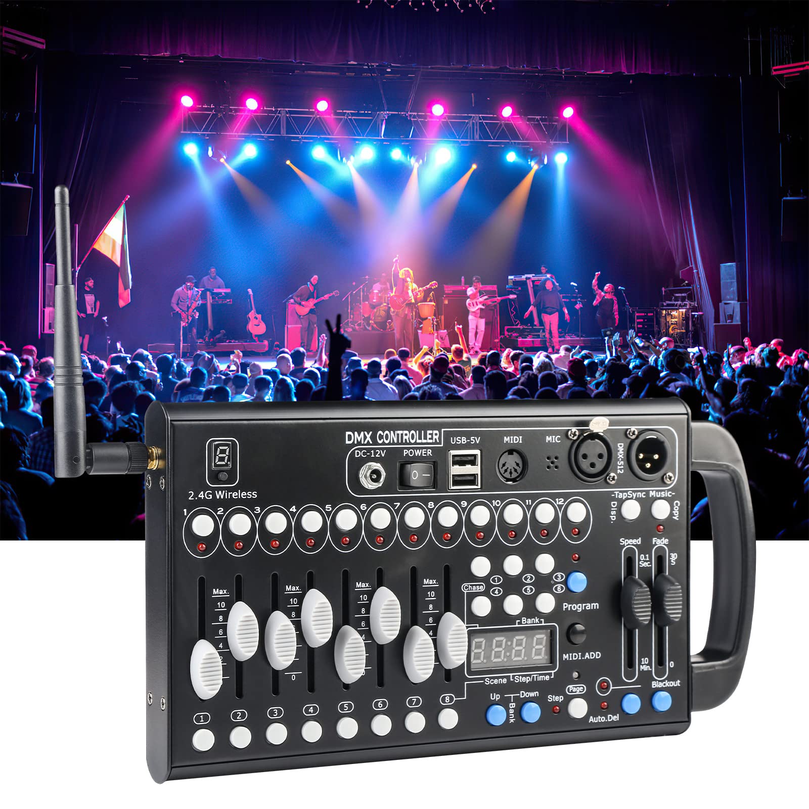 DMX Controller for DJ Lights, 192 Channel DMX Light Controller for Live House, DMX 512 Controller for Light Shows, DMX Controlle