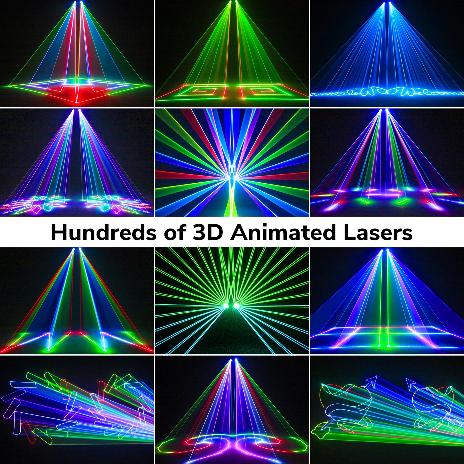 Ehaho DJ Laser Lights for Party, Hundreds of 3D Animation Laser Light Show Machine, DMX512 Music Sound Activated Laser Dance Lig