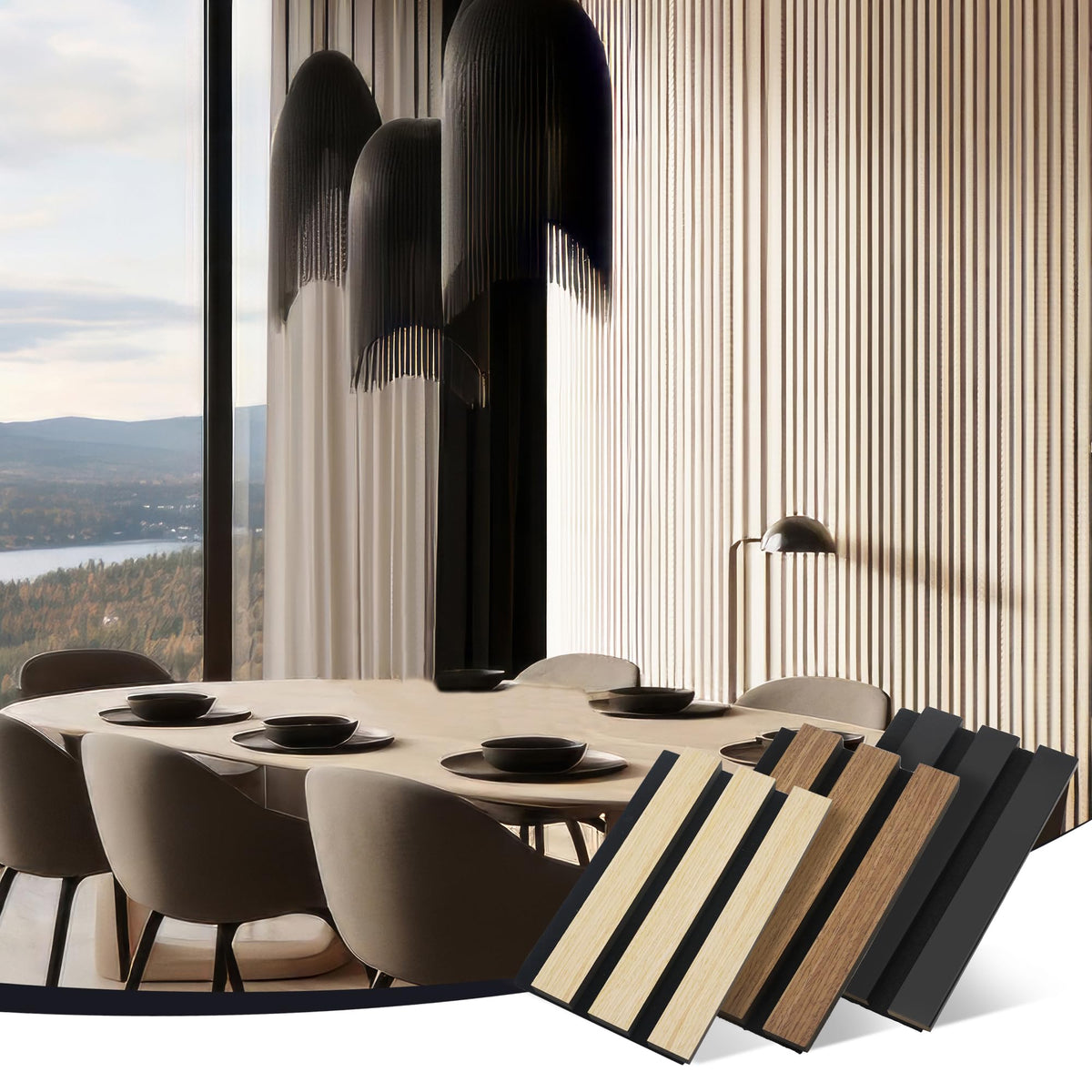 Ritollo Wood Panels For Wall And Ceiling, 4.92''  7.68'' Wall Panels For Interior Wall Decor, 3D Wood Slat Wall Panel/Fluted Sou