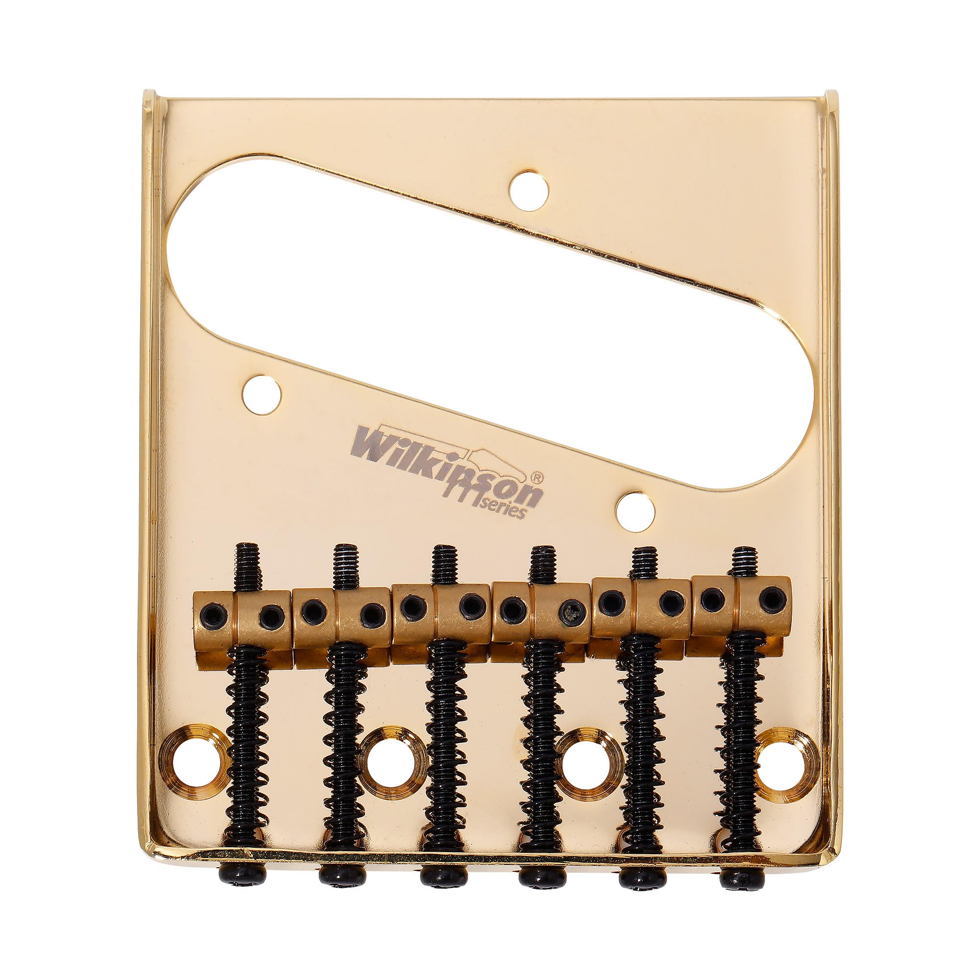 Wilkinson 2-1/8 inch(54mm) Telecaster Guitar Bridge Tele Brass 6 saddles Fixed Bridge for American TL Style Electric Guitar (WOT