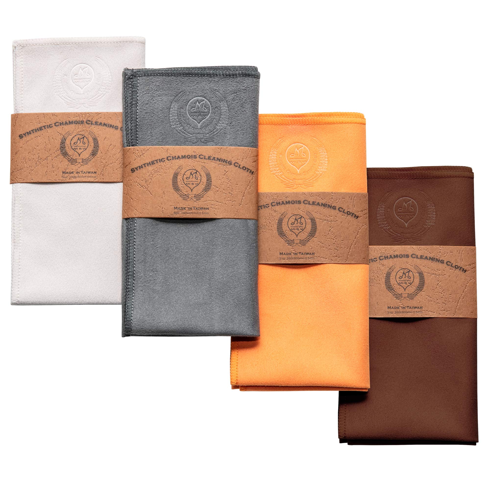 Mi&Vi Synthetic Chamois Microfiber Instrument Cleaning & Polishing Cloth For Violin, Viola, Cello, Bass, Guitar 12X12In (4 Pack)