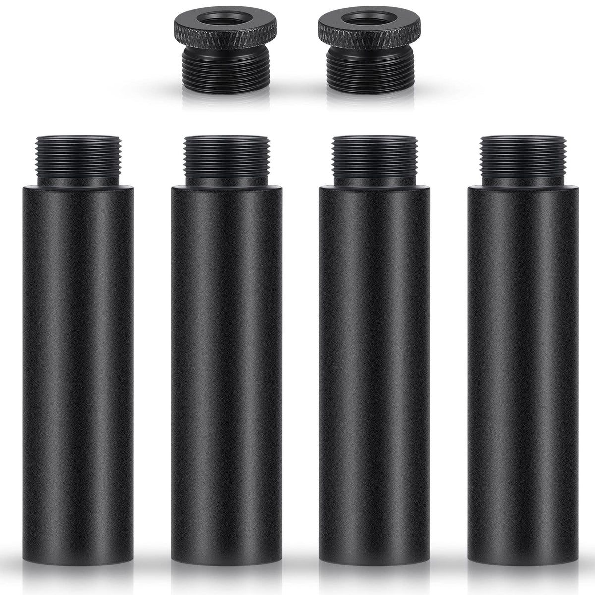 Mic Stand Extension Tube 4 Pieces 5/8 Inch Microphone Extension Pipe Aluminium Alloy Stand Extenders Screw Boom Tubes Microphone