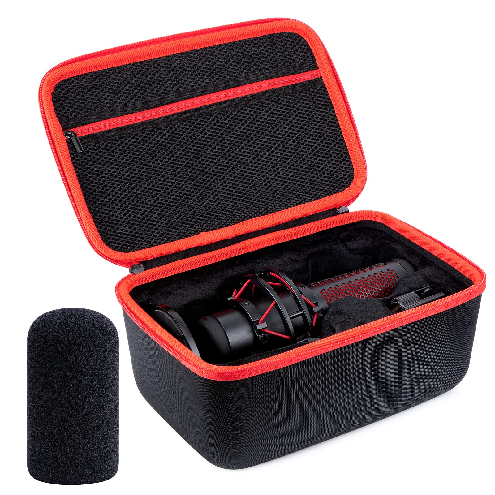 YOUSHARES QuadCast Microphone Case Bag with Mic Cover Foam - Mic Case Hard Carring Case with Windshield Compatible with HyperX Q