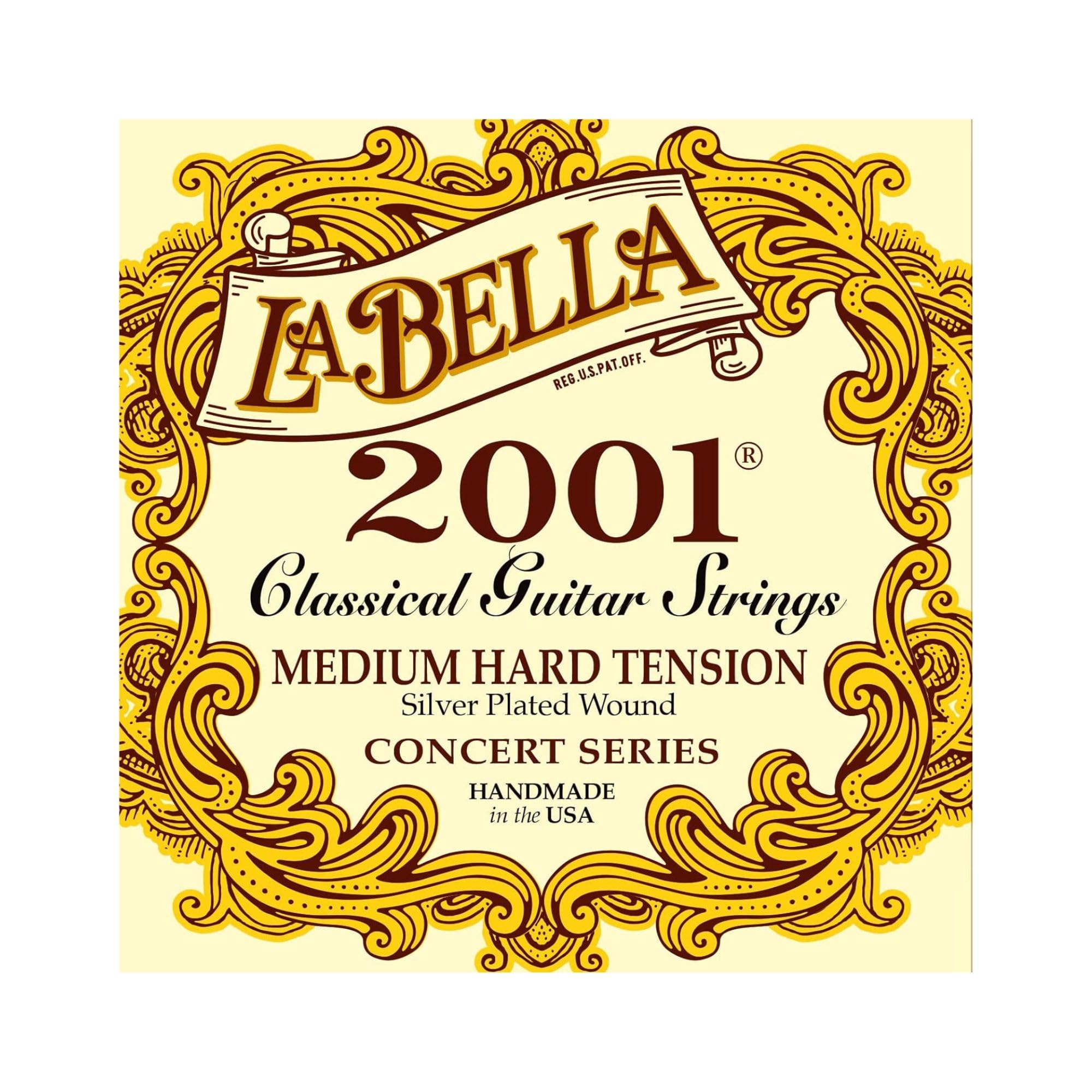 La Bella 2001 Medium Hard Tension Silver-Plated Wound Classical Guitar Strings