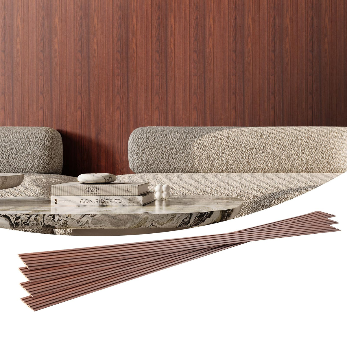 Vevor Wood Slat Acoustic Panels, 8 Pcs 96 X 6 Inch, Wpc Accent Wooden Wall Panels For Modern Interior, Faux Wood Wall Board For