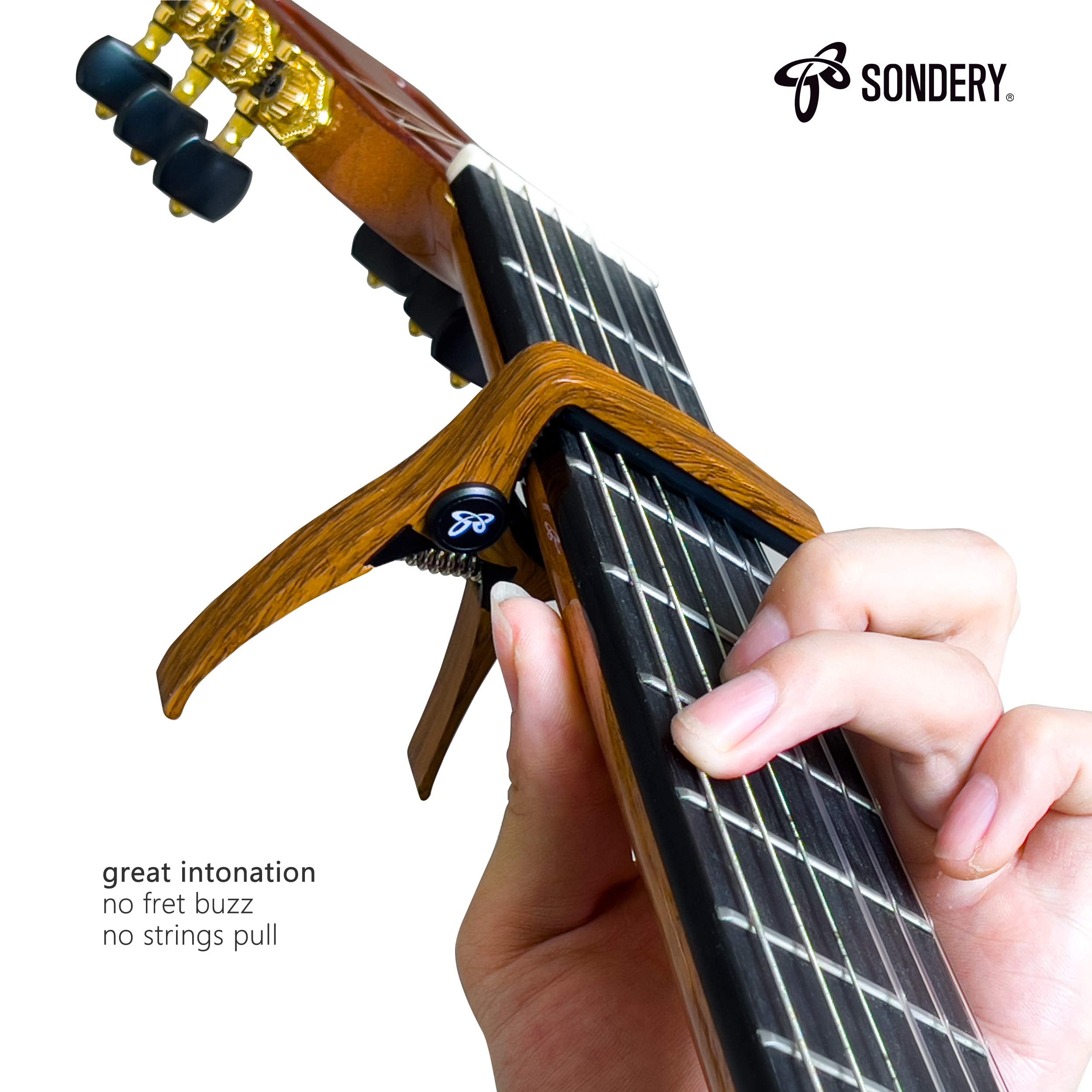 Sondery Guitar Capo for Classical Guitars, Ultra Light Clamp for Nylon Strings Straight Fingerboard Guitars