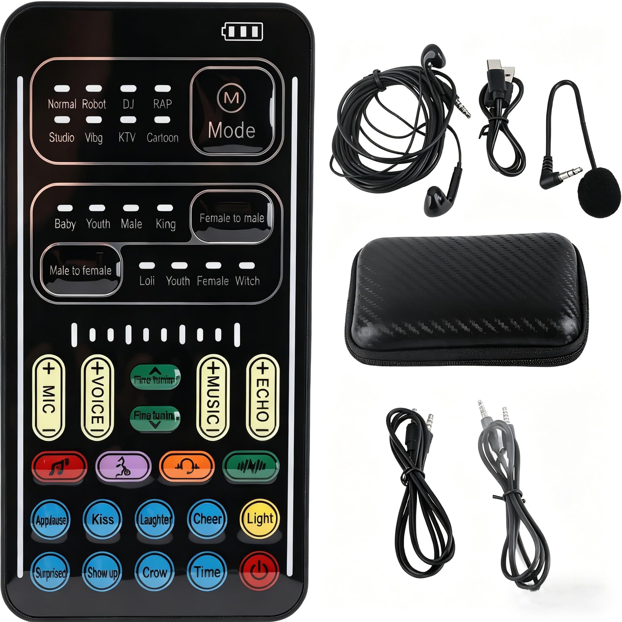 Audio Mixer, I9 Voice Changer Set Live Sound Card for Live Streaming, Multifunction Portable Recording Mini Sound Card Audio Mix