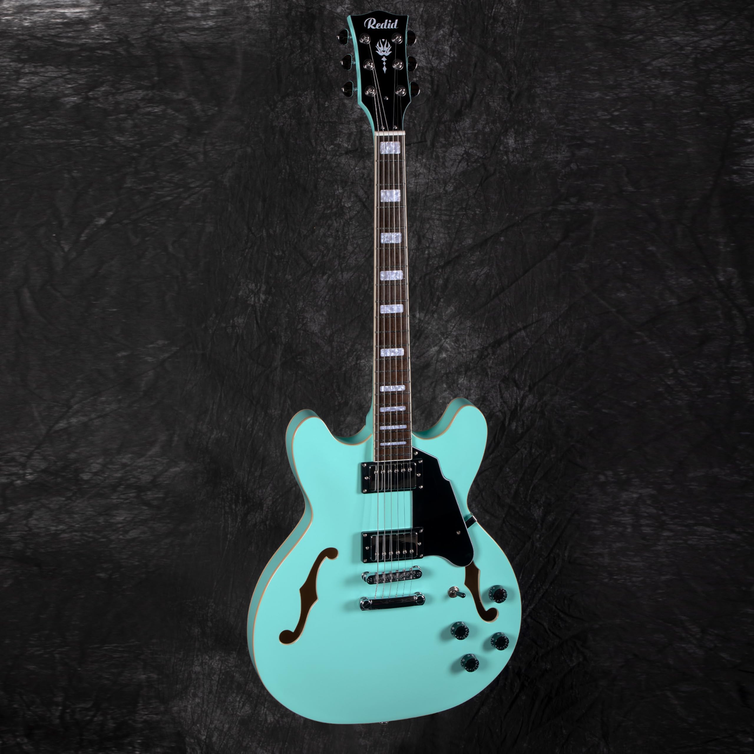 Redid Semi-Hollow Body Electric Guitar RD-100 Jazz Guitar with F-Hole,Maple neck,humbucker Pickups(Green)