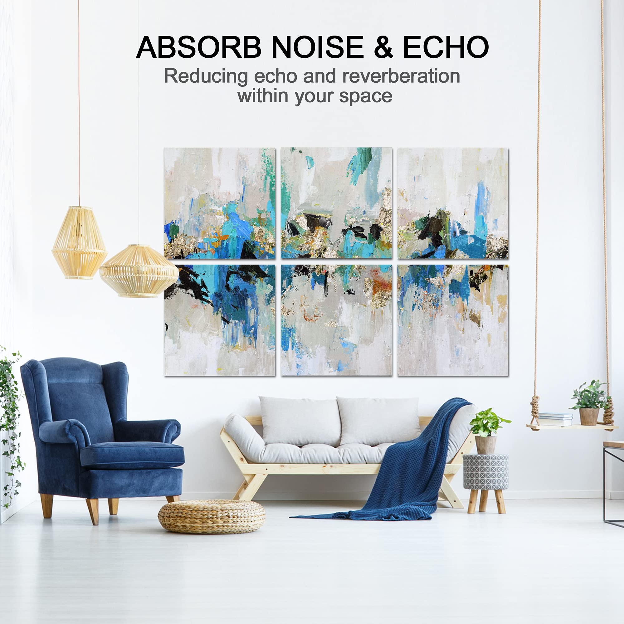 Olanglab Art Acoustic Panels,6 Pack 48''x32'' Acoustical Soundproof Wall Panels Sound Absorbing, Decorative Sound proofing,Sound