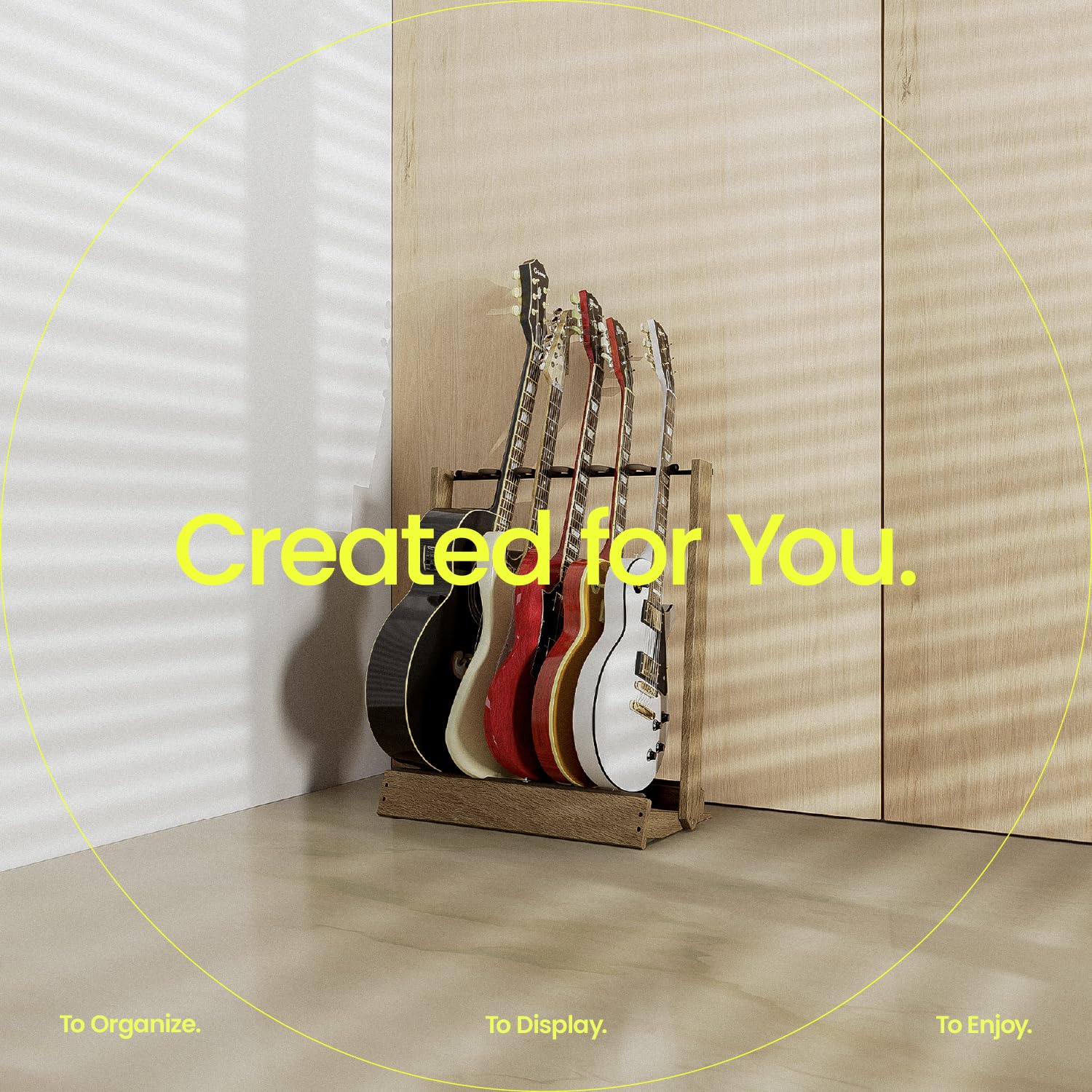 String Swing Guitar Stand for 6 Electric or Bass, or 3 Acoustic Guitars for Home or Studio (CC34)