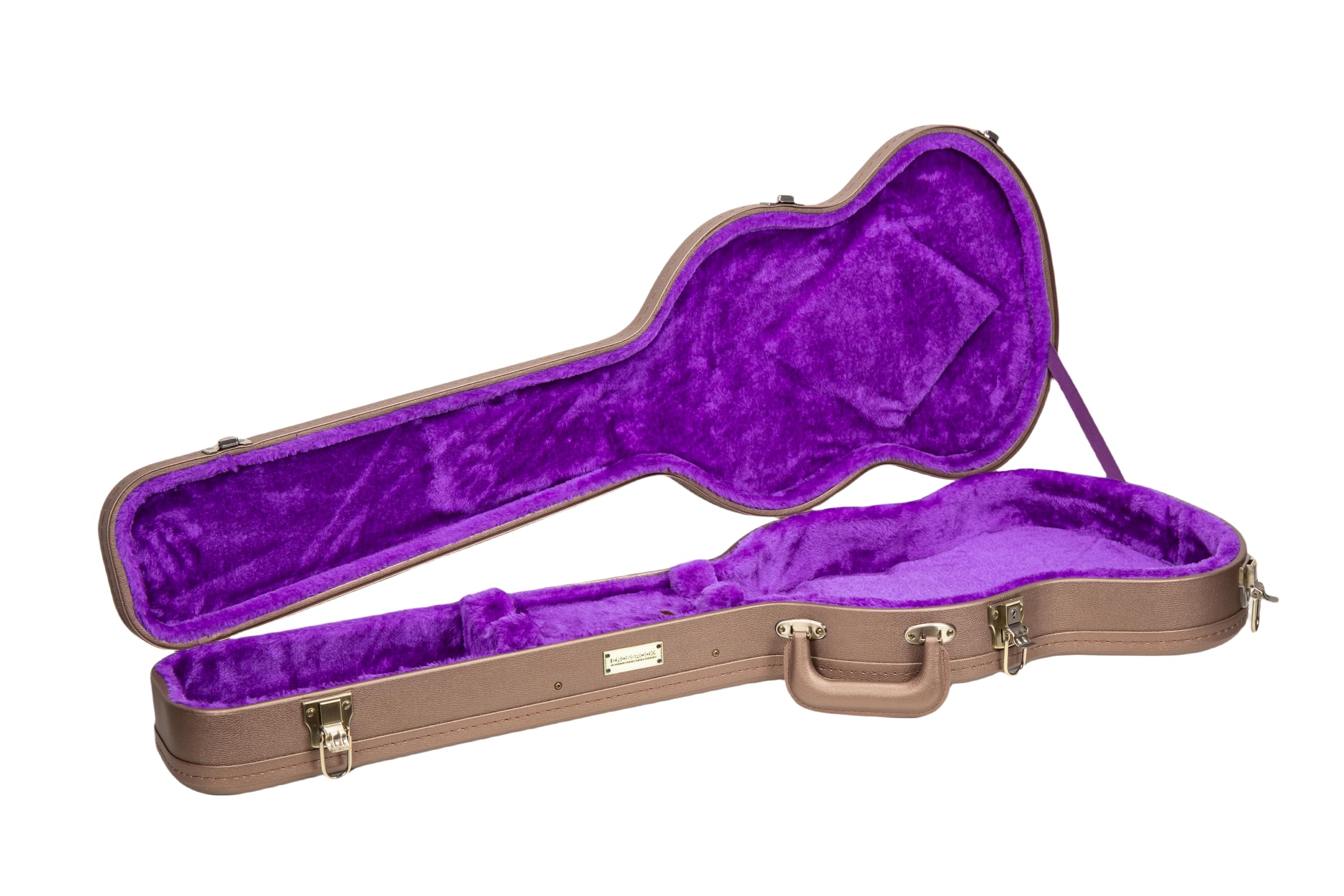 Crossrock Wooden Electric Guitar Case for Gibson SG | Chocolate Brown Finish, Purple Velvet Interior, Lock - Designer Series