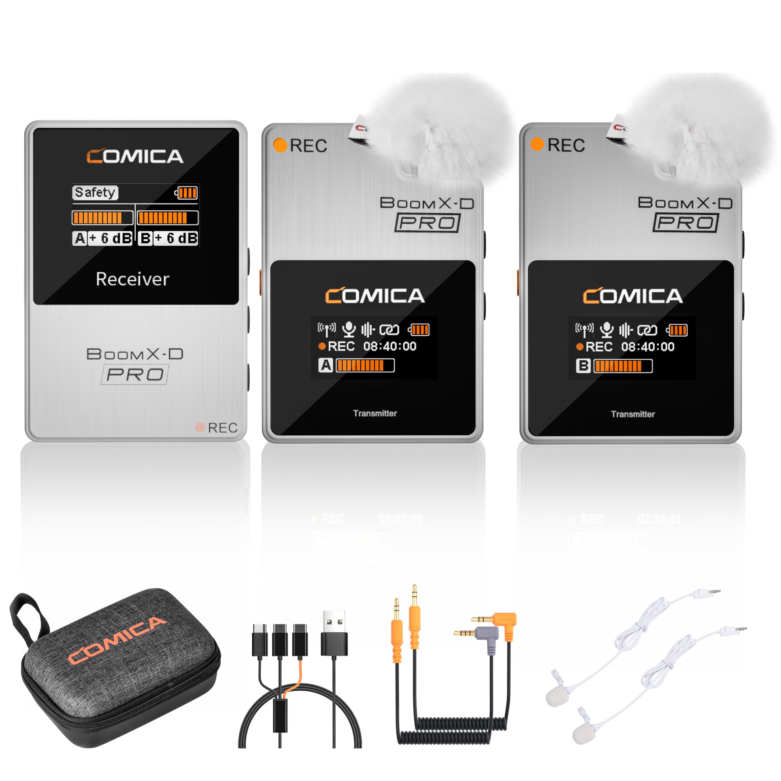 COMICA BoomX-D2 PRO Wireless Lavalier Microphone, 16GB Storage, Safety Audio Track, Noise Cancellation, 328 Range, Wireless Lav