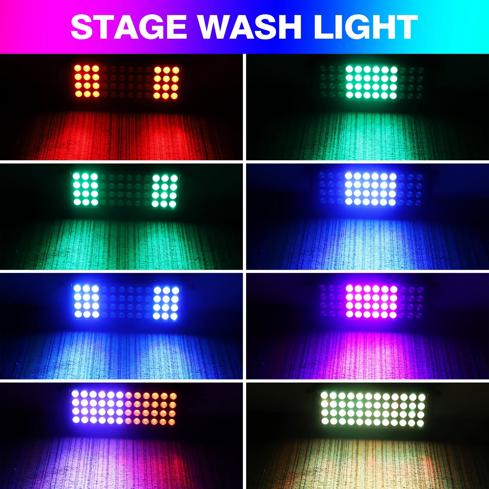 Stage Light Bar Wash Light 80W 48LEDs RGB Dj Lights Bar 2-8-12 DMX Control Auto Play Sound Activated Uplight Bar for Wedding Dis