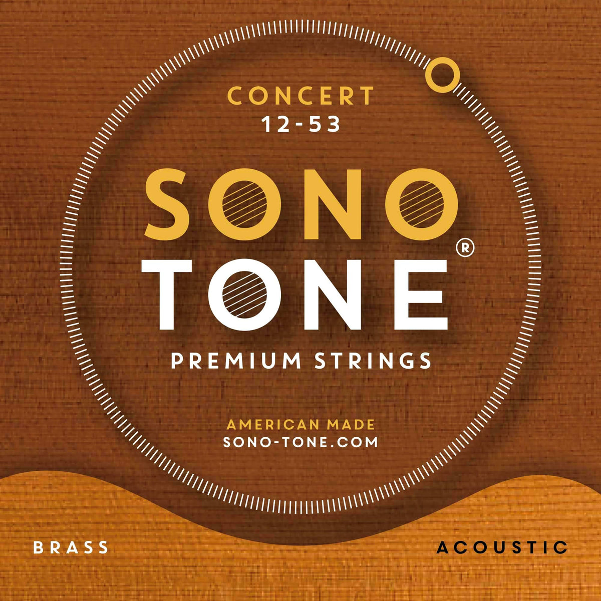 Sonotone Concert, 12-53, Light, Acoustic Guitar Strings, Custom Brass Alloy Wrap, Hand-Wound, Hex Core, Bright, Balanced, Sustai