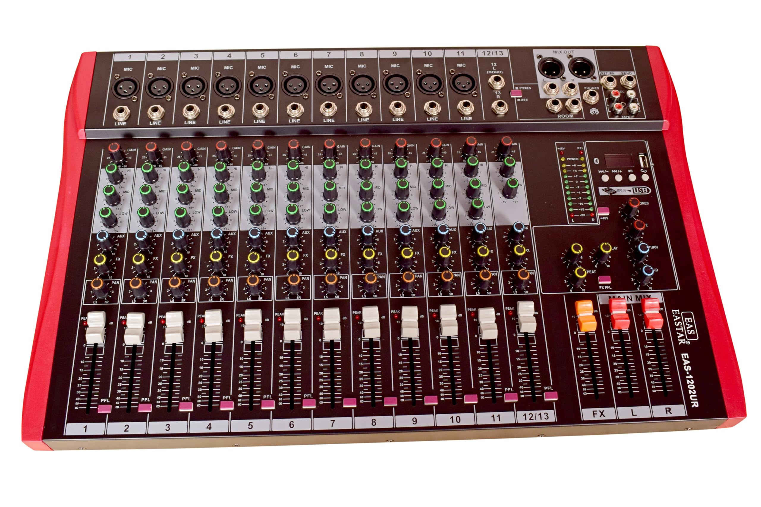 Kh Audio Mixer 12 Channel Audio Mixer Sound Mixing Console With Bluetooth Usb,Pc Recording Input, Xlr Microphone Jack, Rca Input