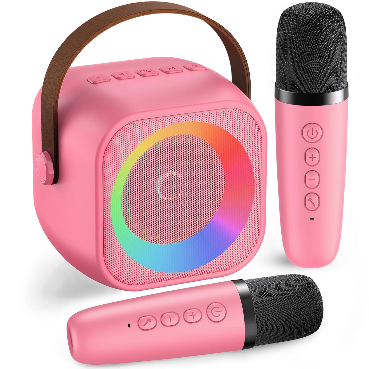 Mini Karaoke Machine With 2 Wireless Microphones For Kids Adults,Portable Bluetooth Karaoke Speaker With Party Lights,Christmas