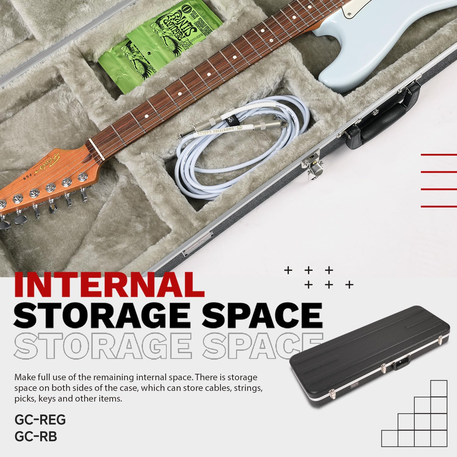 GHOSTFIRE Hard-Shell Electric Guitars Case Super thick ABS Molded Case fit ST/TL (Electric Guitar)