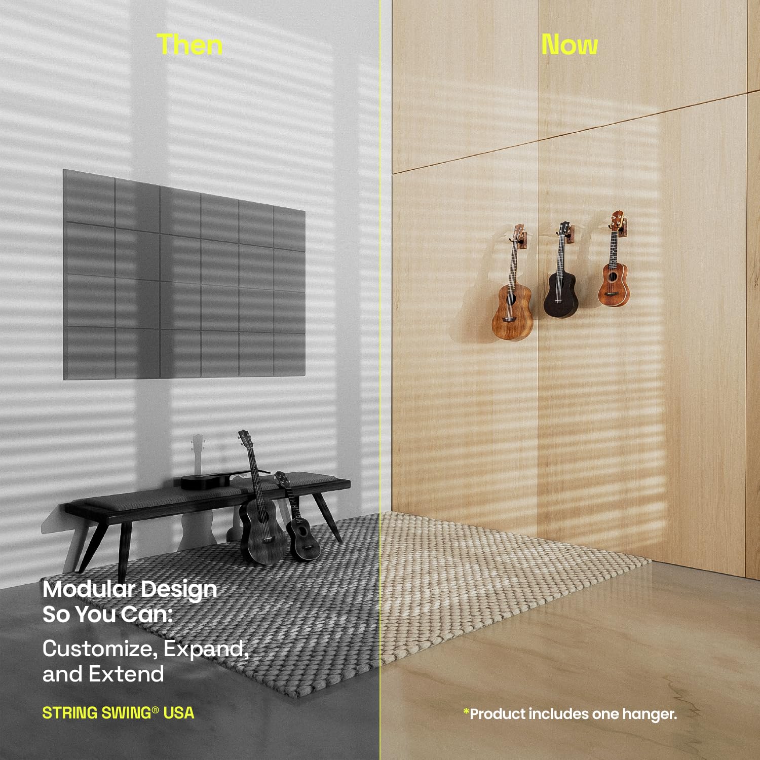 String Swing Ukulele Wall Mount Stand for Mandolin Ukele Concert Pineapple Soprano Tenor and Baritone Compatible Case Alternativ