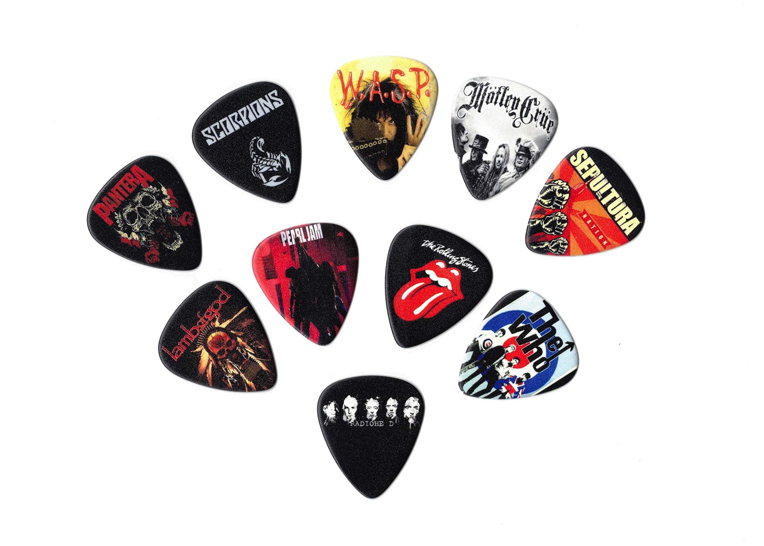 Rock Bands Vol 3 Guitar Picks (10 Picks In A Packet)  Sepultura, Motley Crue & Many More