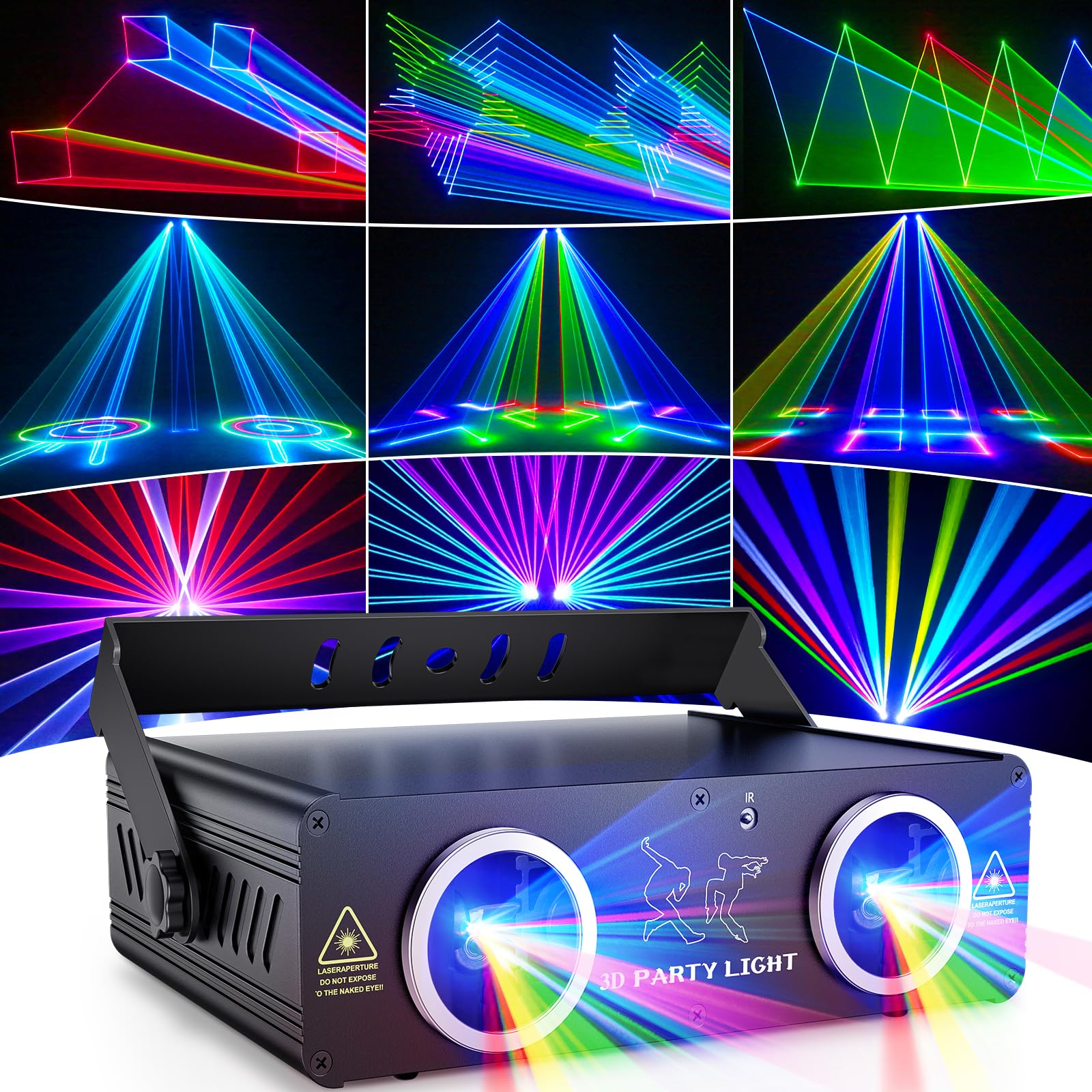 Ehaho Dj Laser Lights For Party, Hundreds Of 3D Animation Laser Light Show Machine, Dmx512 Music Sound Activated Laser Dance Lig