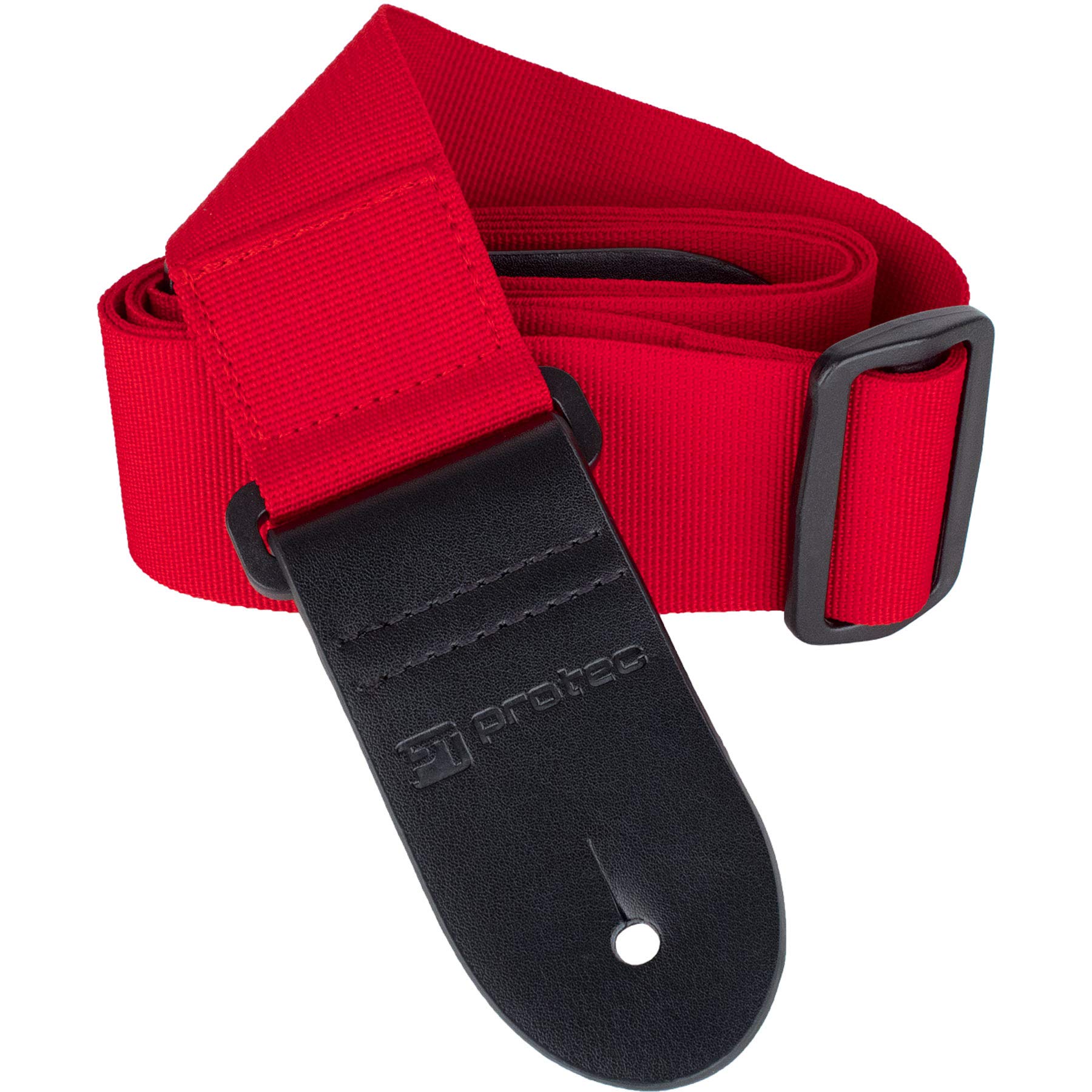 Protec Guitar Strap featuring Thick Leather Ends and Pick Pocket, Red