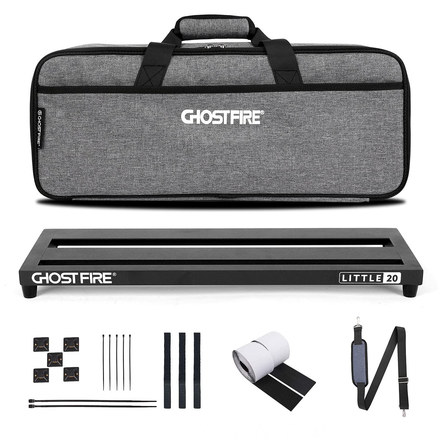 Ghost Fire Guitar Pedal Board Aluminum Alloy 1.7Lb Effect Pedalboard 20''X7''X1.9'' With Carry Bag,V Series (V-Little 20)