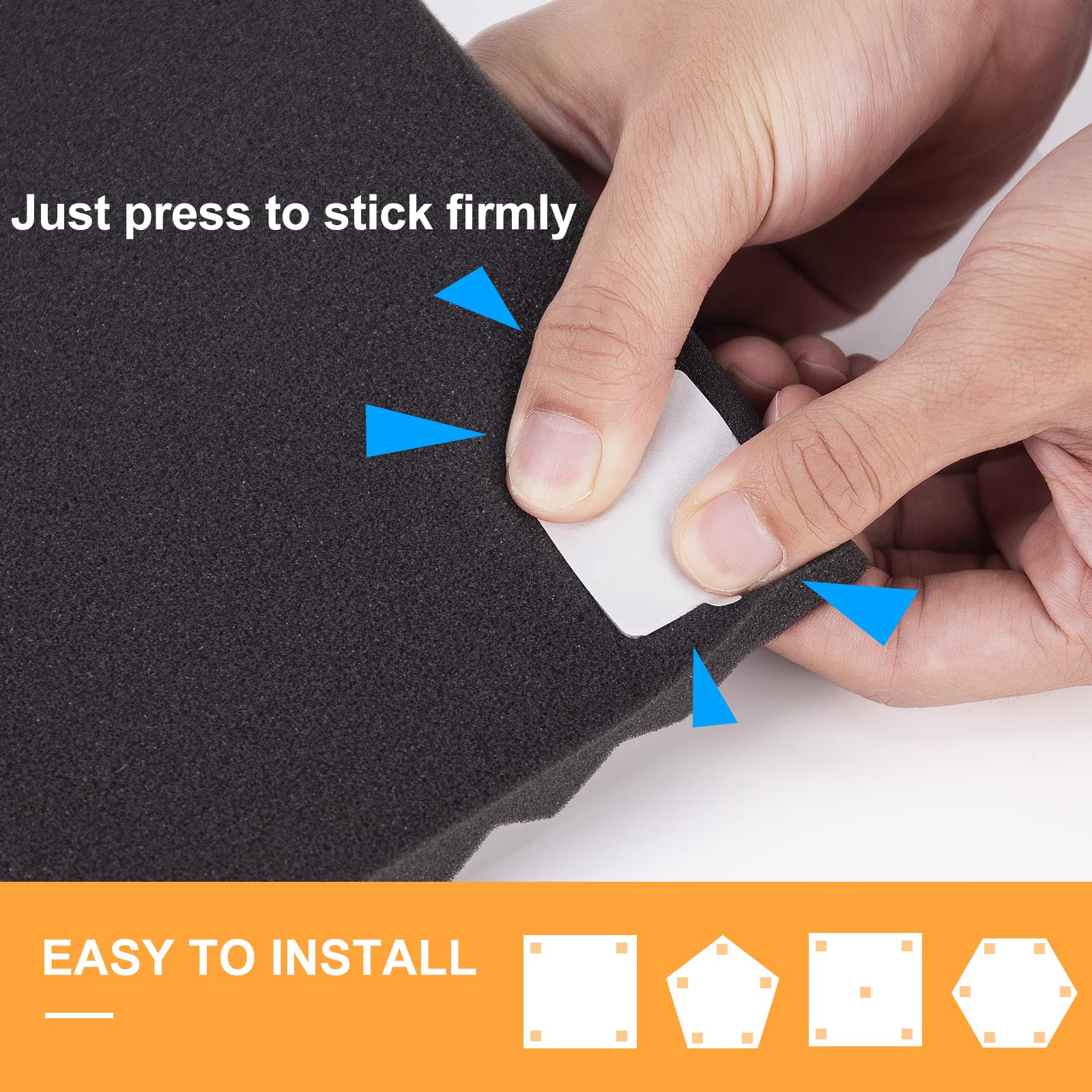 Sonicism 120 Pack Pyramid Double Sided Tape Squares for Acoustic Foam Sheets, Heavy Duty Wall Mounting Tape Squares for Polyeste