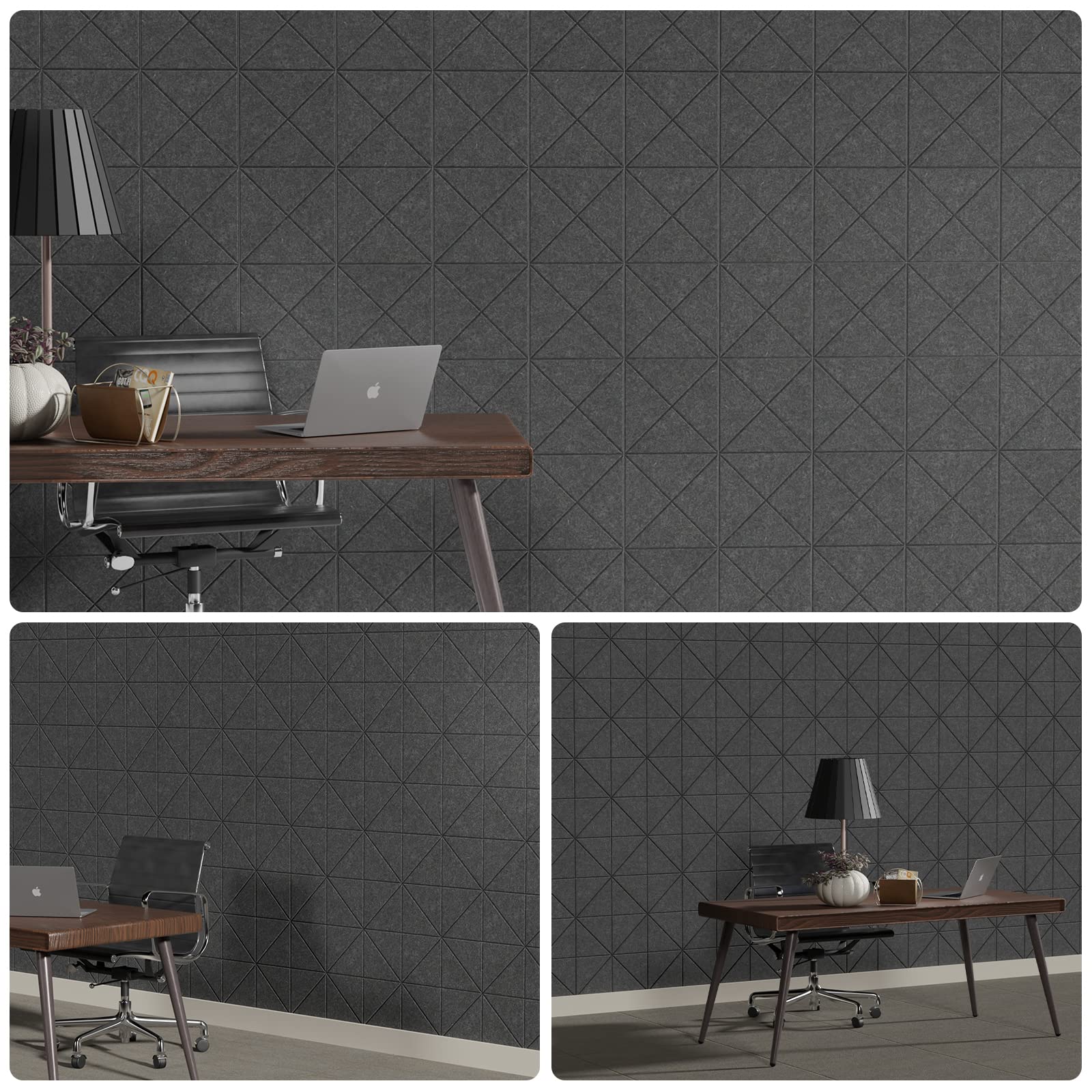 Sonicism 12 Pack X-Lined Acoustic Panels with Self-Adhesive, 12''X 12''X 0.4'' Sound Proof Foam Panels, Decorative Soundproof Wa