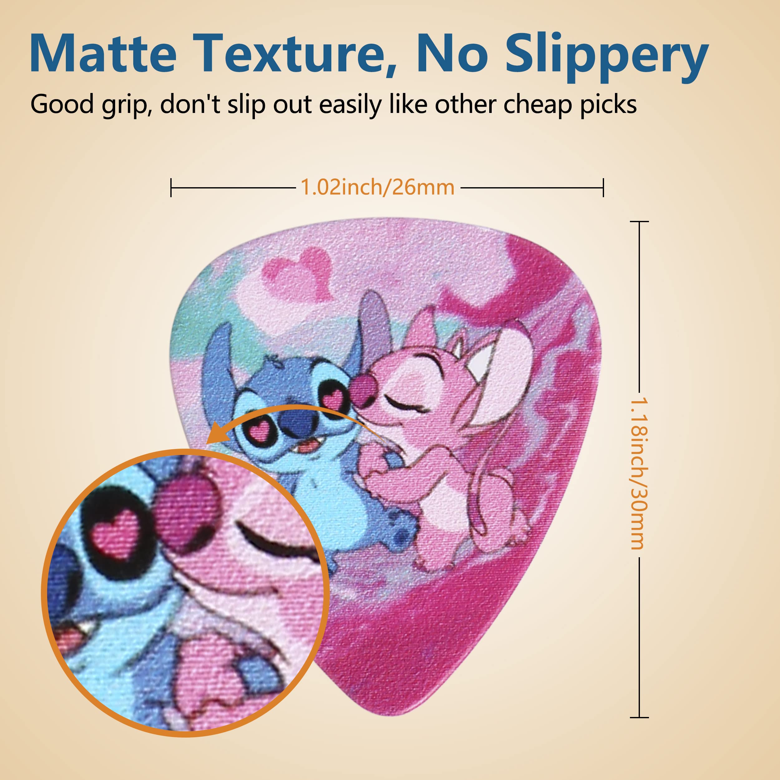 Guitar Picks for Acoustic Electric Bass Medium Thick Finger Thumb Pick Classic Cartoon Cute Bulk Variety Pack Pics with Tin for