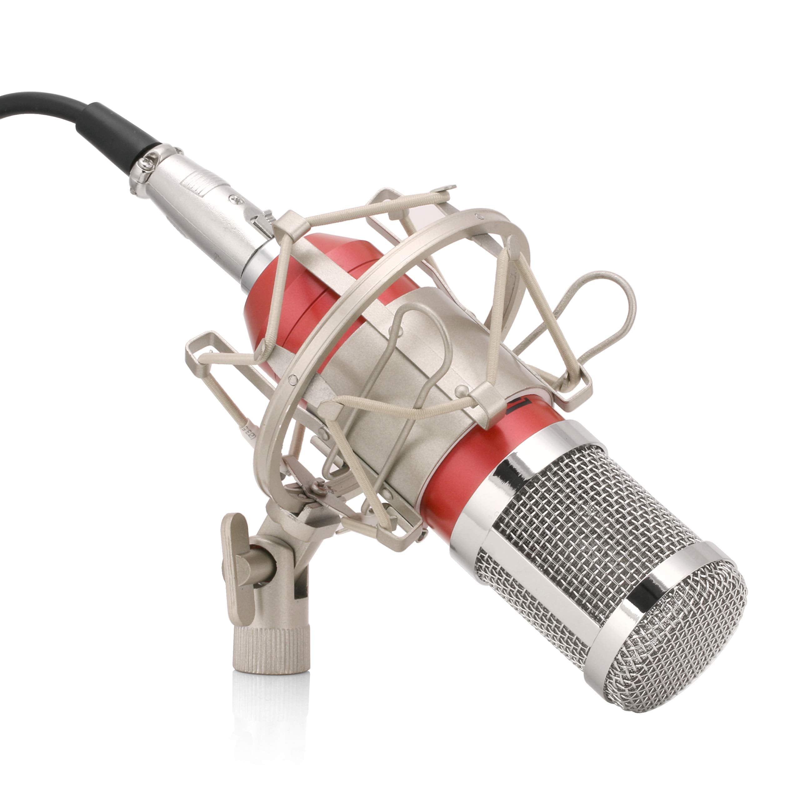 Powerpak Bm-800 Red Silica Gel Professional Condenser Microphone With Metal Shock Mount (Requires Phantom Power Or Sound Card) -
