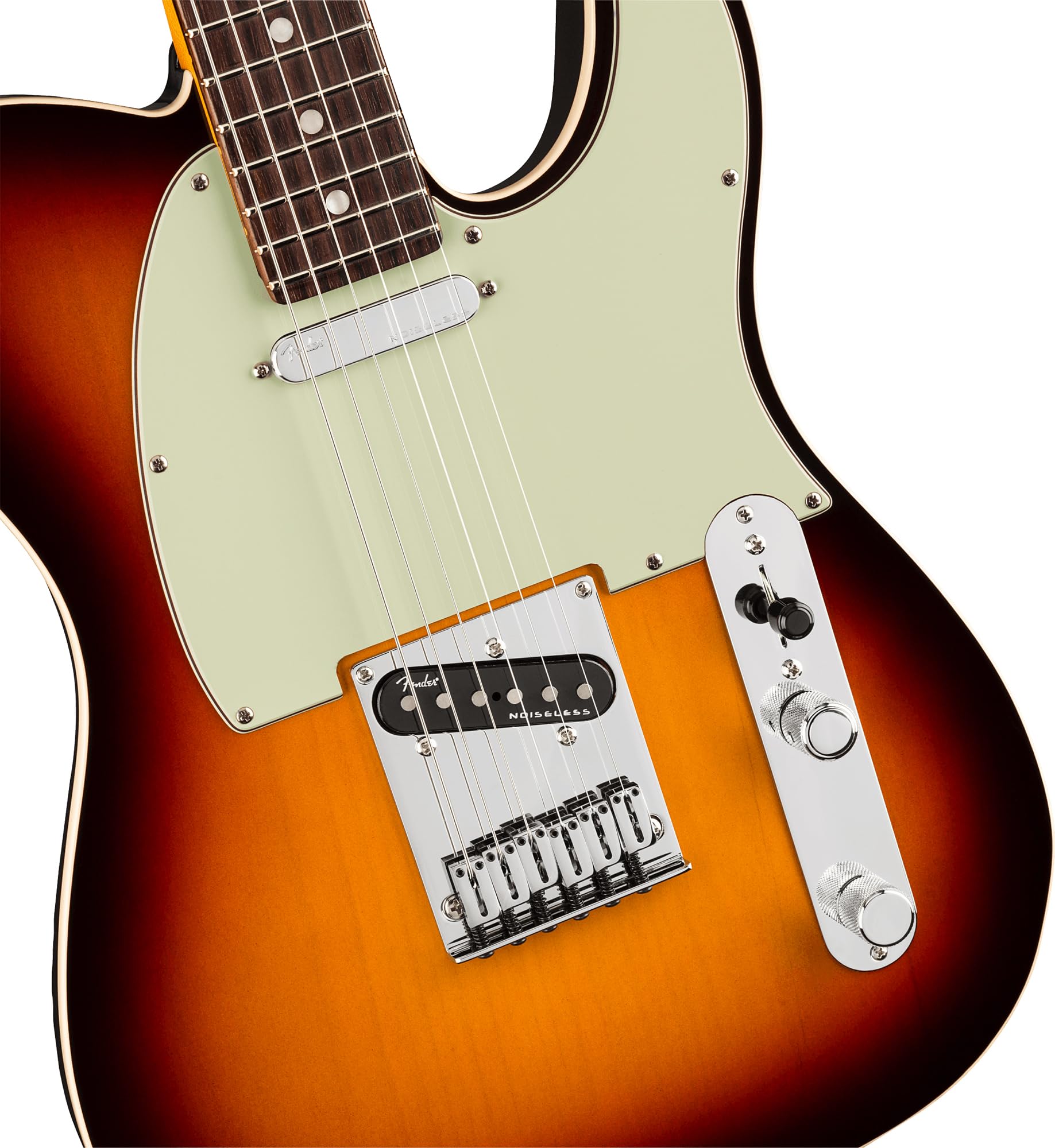 Fender American Ultra Telecaster, Rosewood - Ultraburst Bundle with Case, Hat, Strap, Cable, and Guitar Cleaning Kit