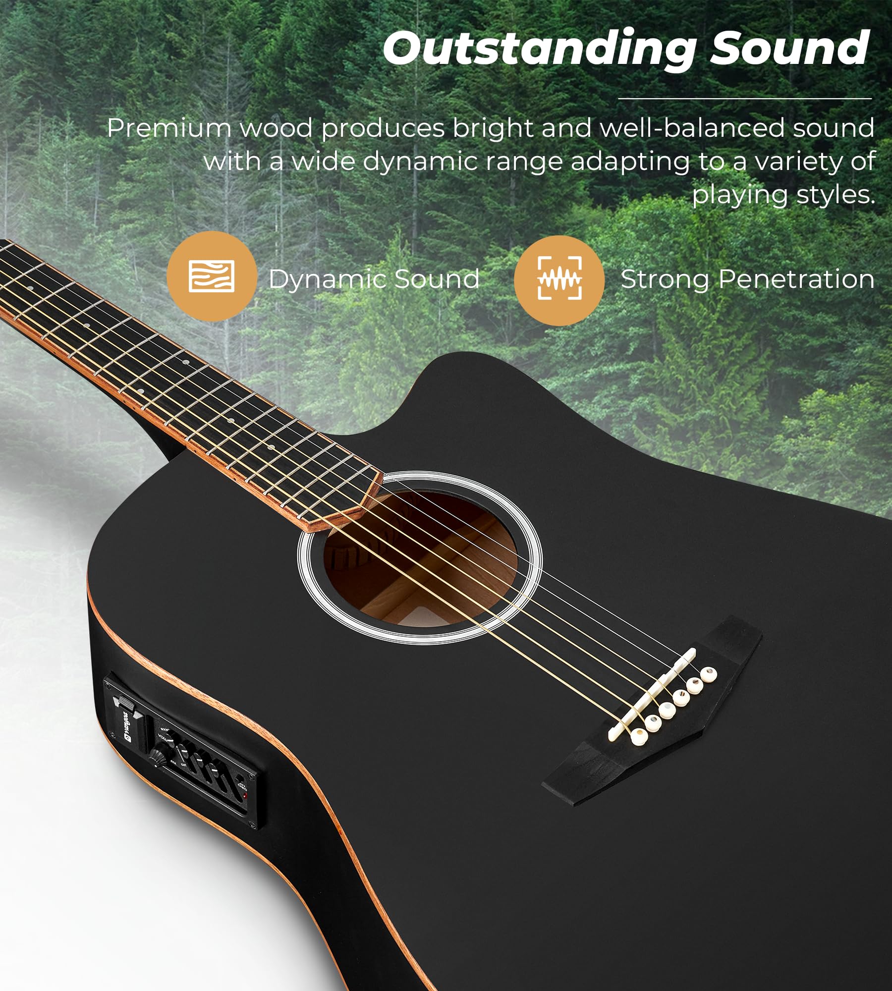 Vangoa Electric Acoustic Guitar Full Size Cutaway Acoustic Guitar Bundle Guitarra Acustica with Pickup for Adults Teens Beginner