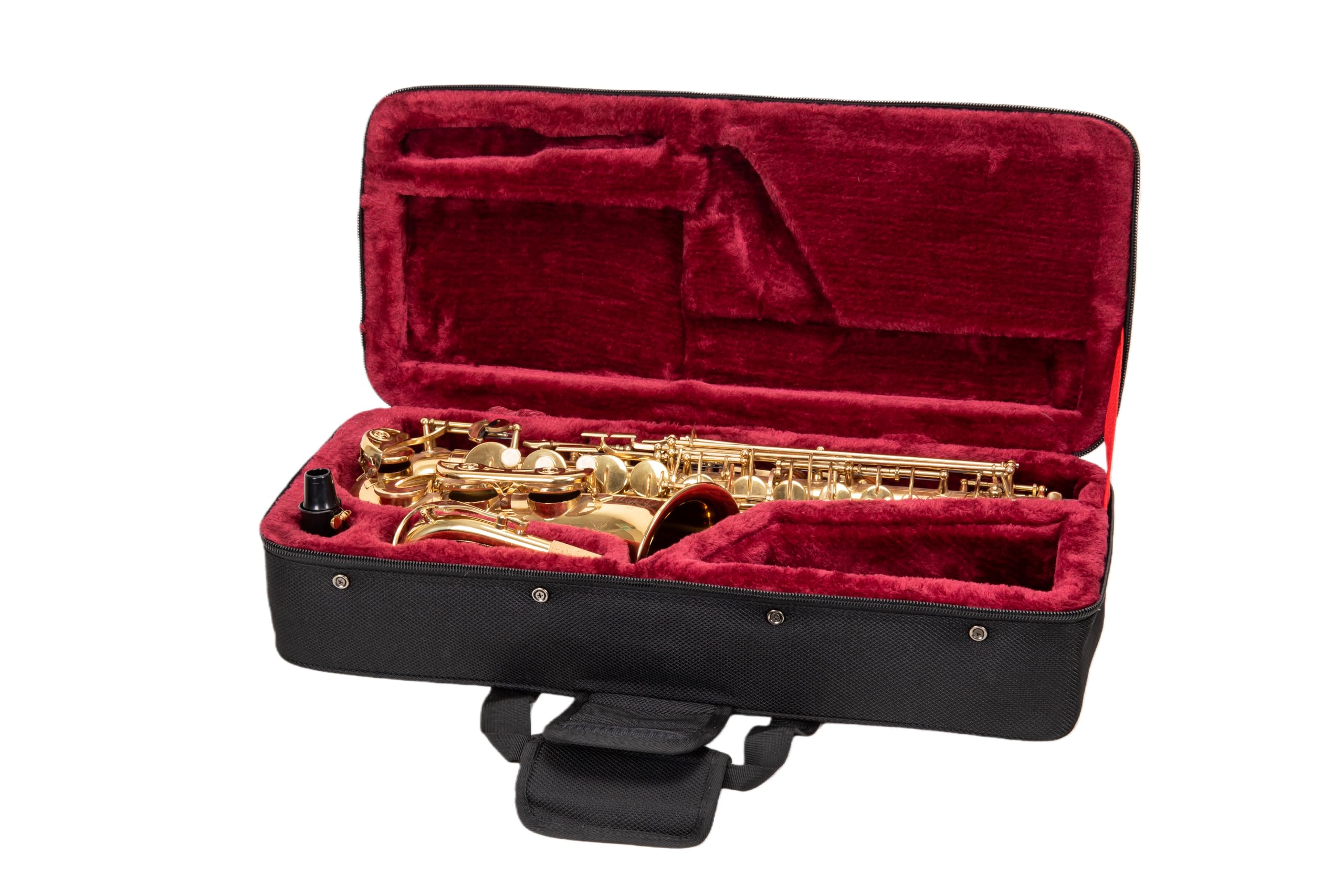 Crossrock Alto Saxophone Foam Case | Lightweight Black Gig Bag with Modern Fabric, Plush Interior & Storage Compartments (CRP300